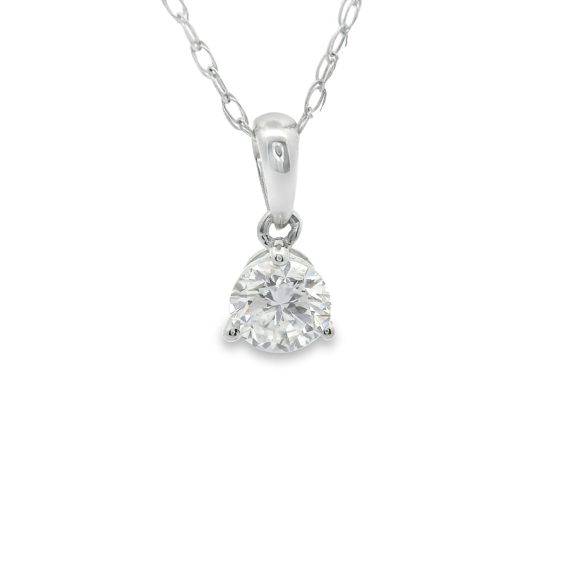 Lab Grown 14k Gold Round-Cut Diamond Pendant 0.25 Carat