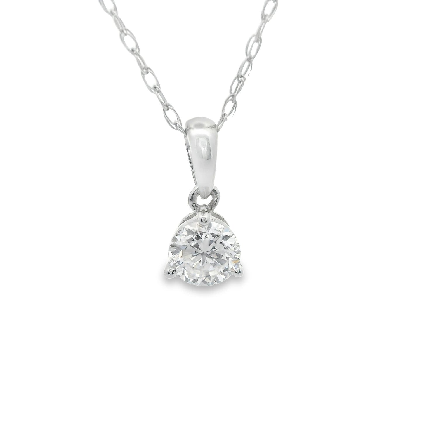 Lab Grown 14k Gold Round-Cut Diamond Pendant 0.25 Carat