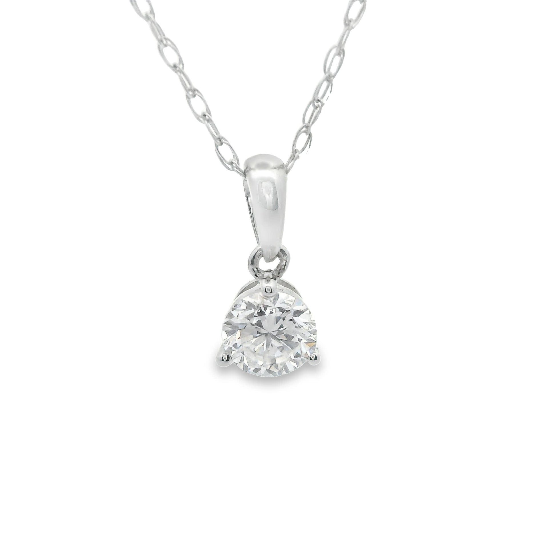 Lab Grown 14k Gold Round-Cut Diamond Pendant 0.25 Carat