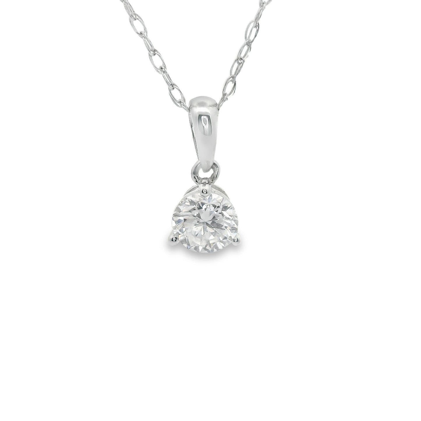 Lab Grown 14k Gold Round-Cut Diamond Pendant 0.25 Carat