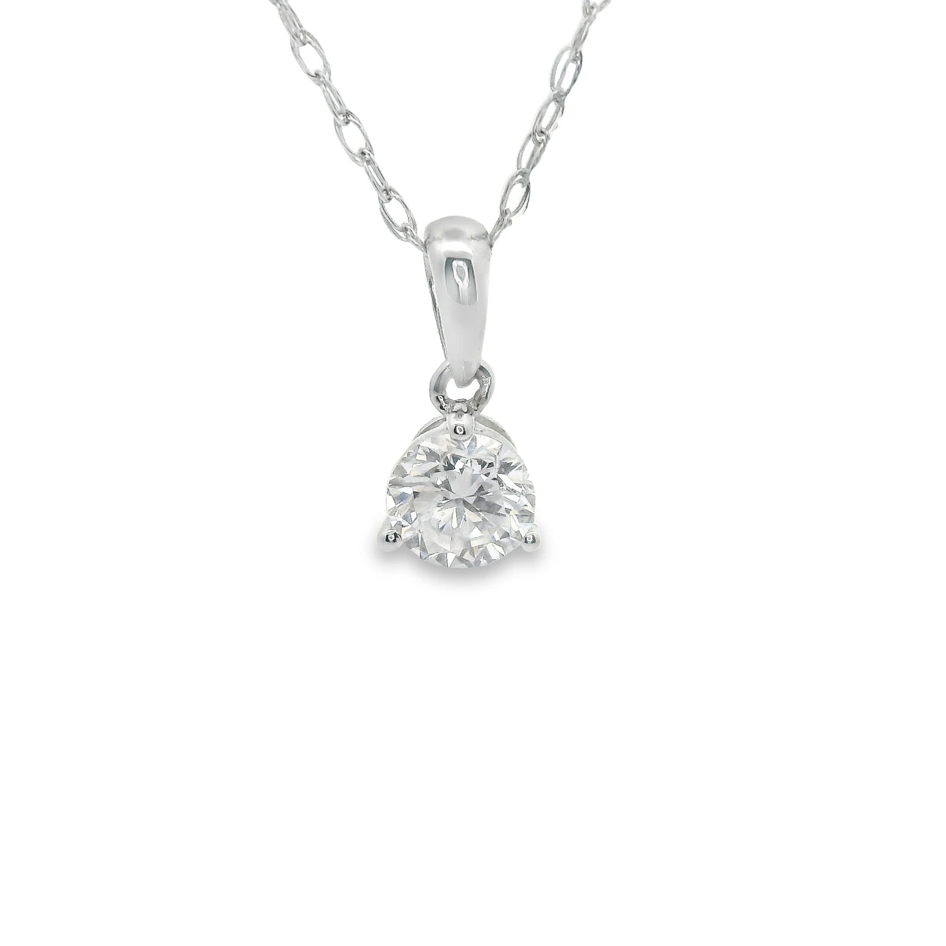 Lab Grown 14k Gold Round-Cut Diamond Pendant 0.25 Carat