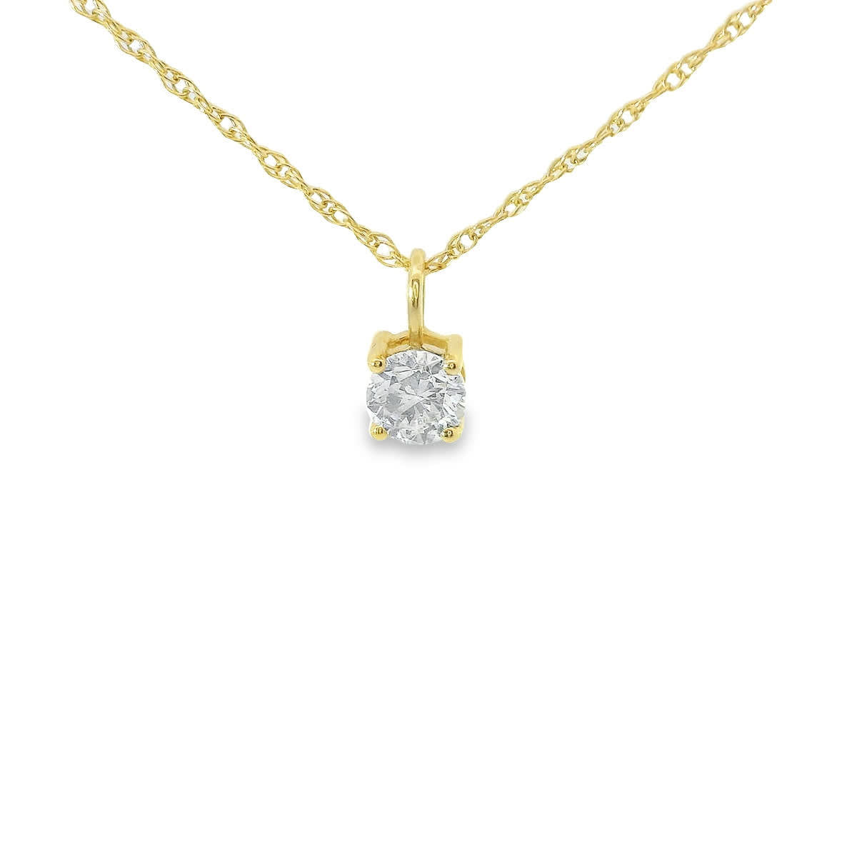 Lab Grown 14k Gold Round-Cut Diamond Pendant 0.33 Carat