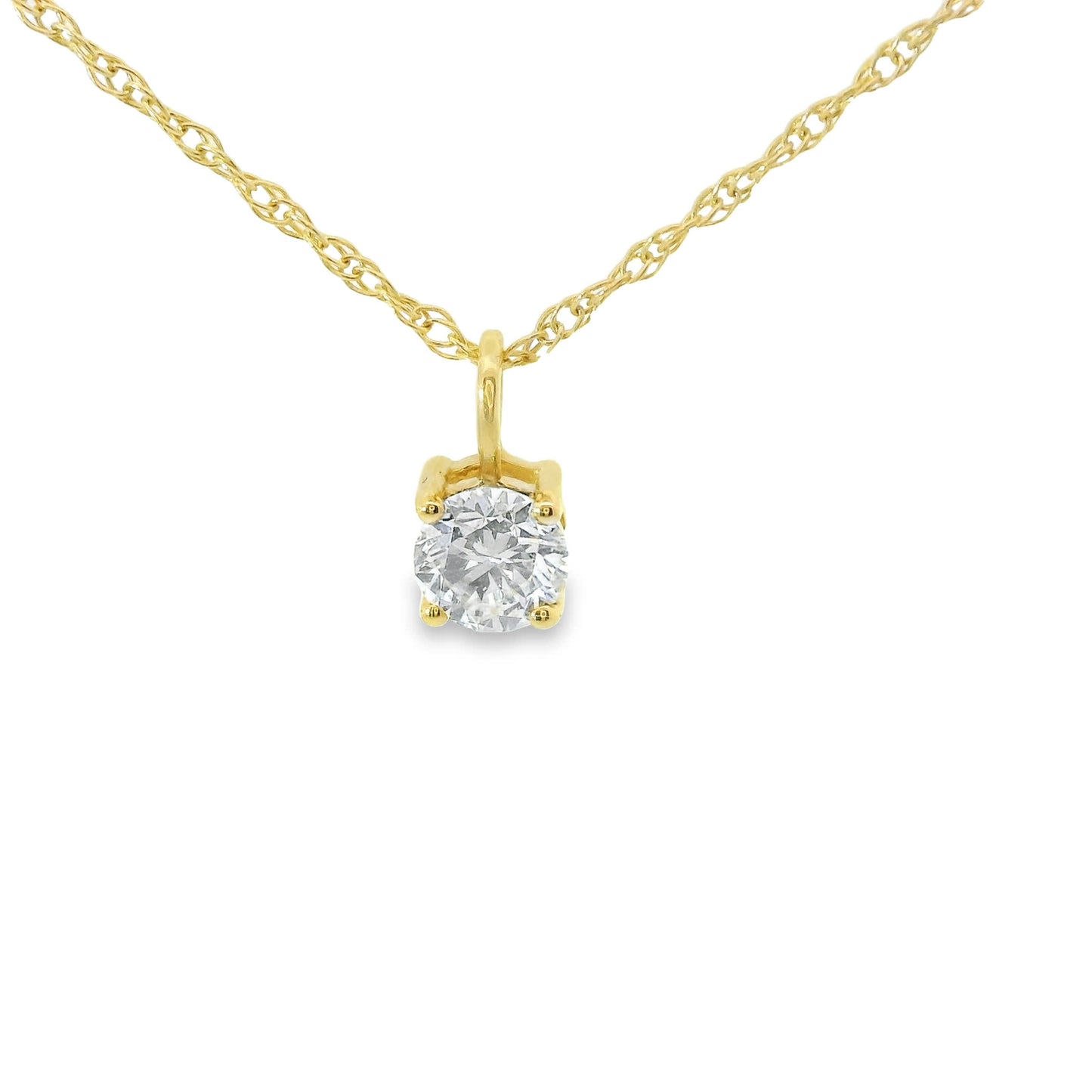 Lab Grown 14k Gold Round-Cut Diamond Pendant 0.33 Carat