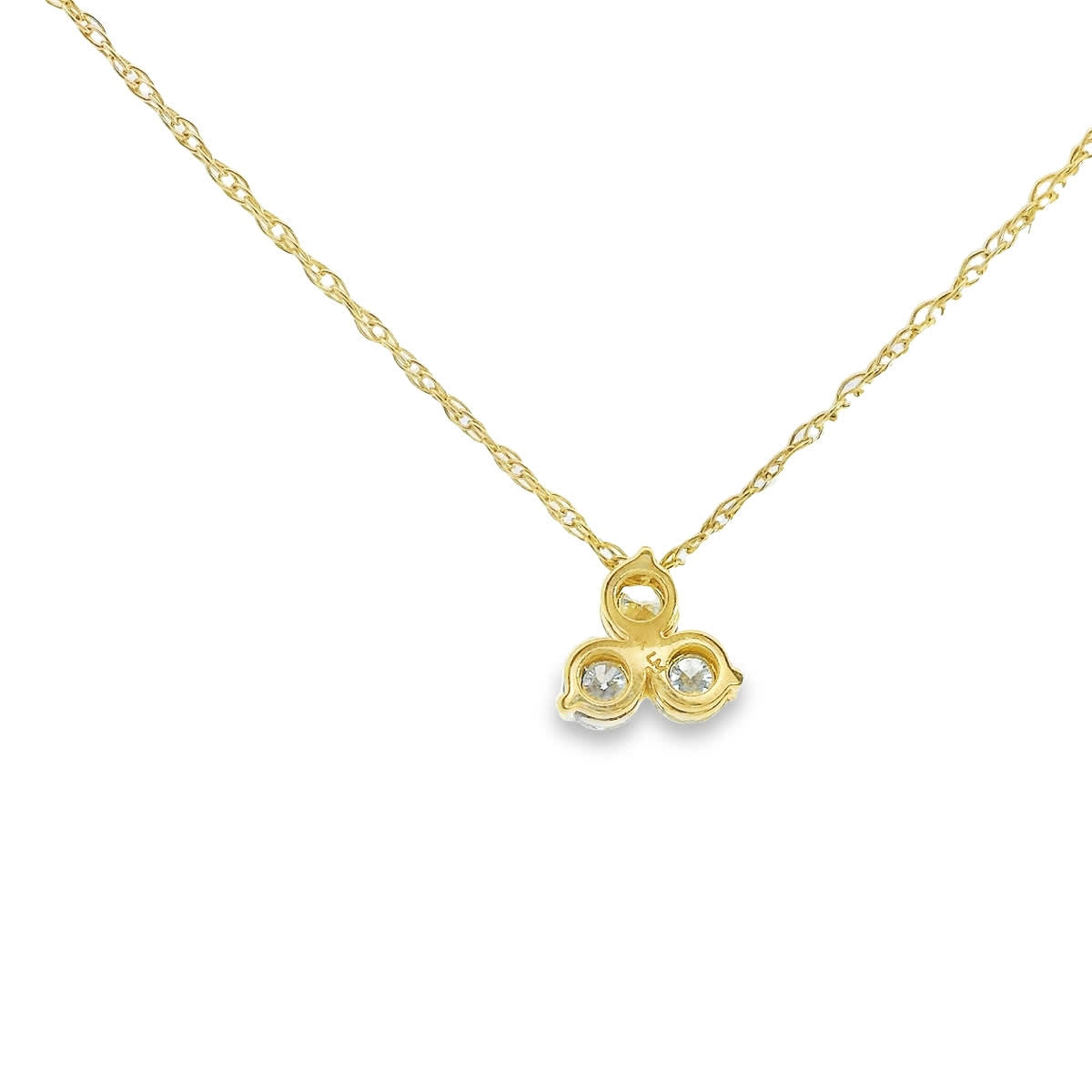 14K Gold - Three Diamonds Triangle Shape Pendant 0.33 Carat