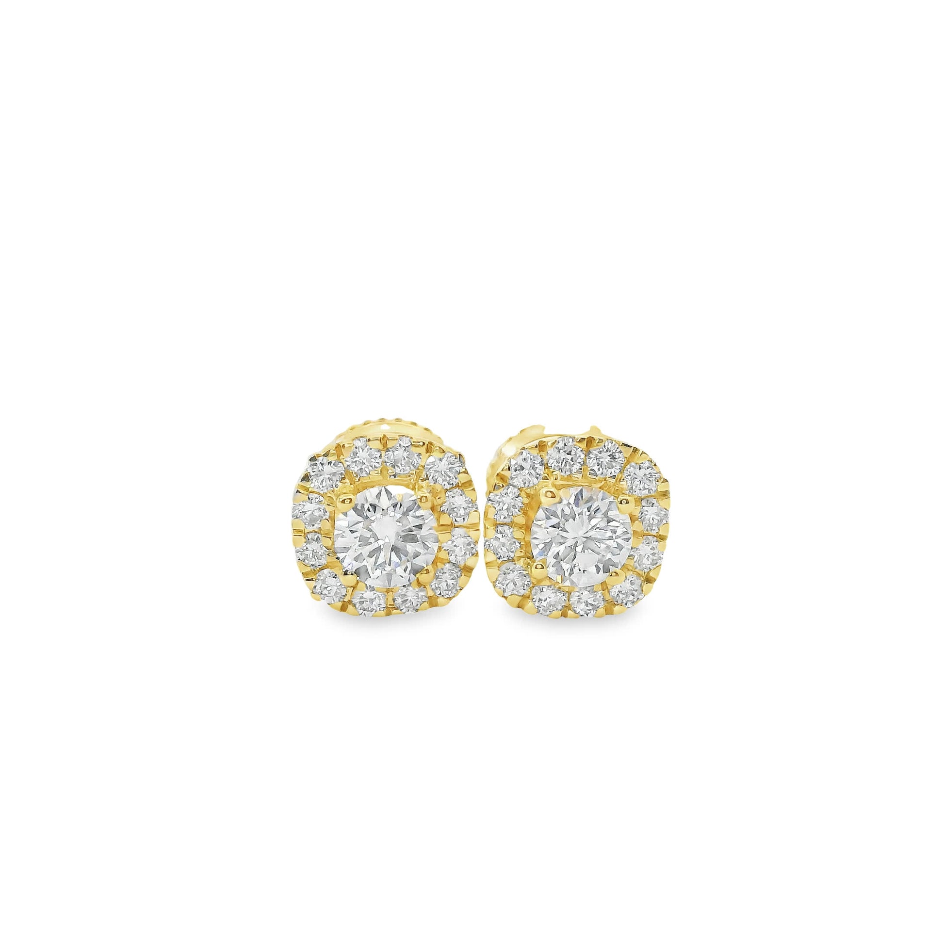 14K Gold Round-cut Diamonds Stud Earrings 0.75 Carat