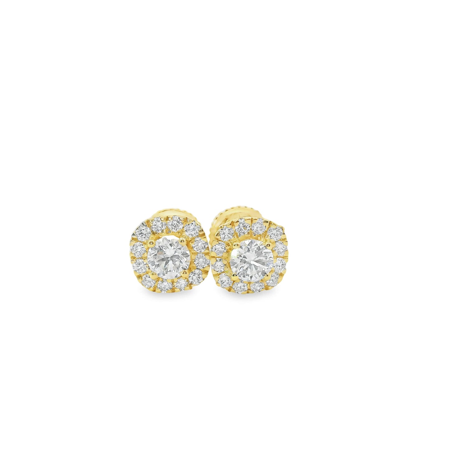 14K Gold Round-cut Diamonds Stud Earrings 0.75 Carat
