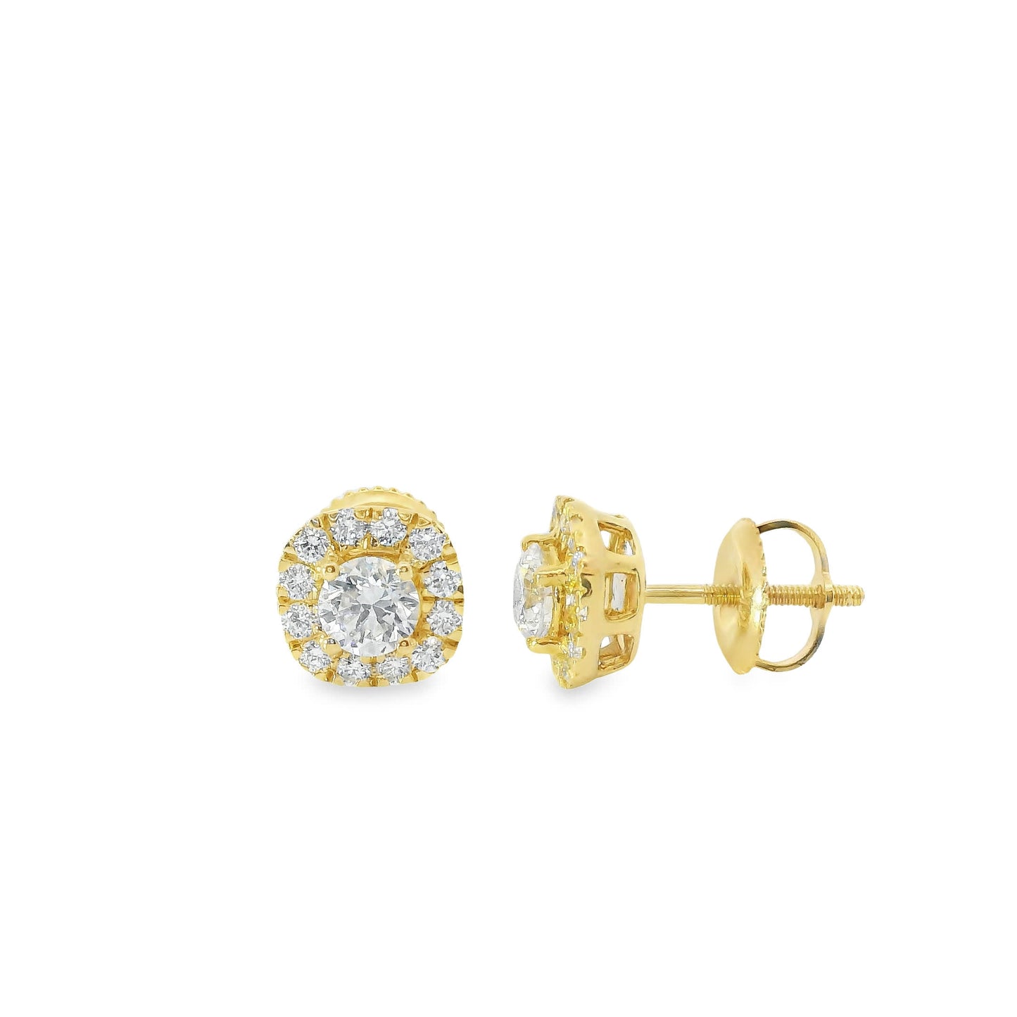 14K Gold Round-cut Diamonds Stud Earrings 0.75 Carat