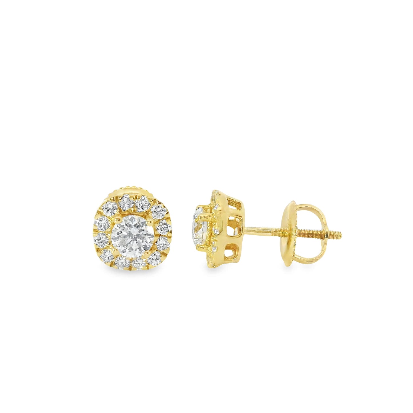 14K Gold Round-cut Diamonds Stud Earrings 0.75 Carat