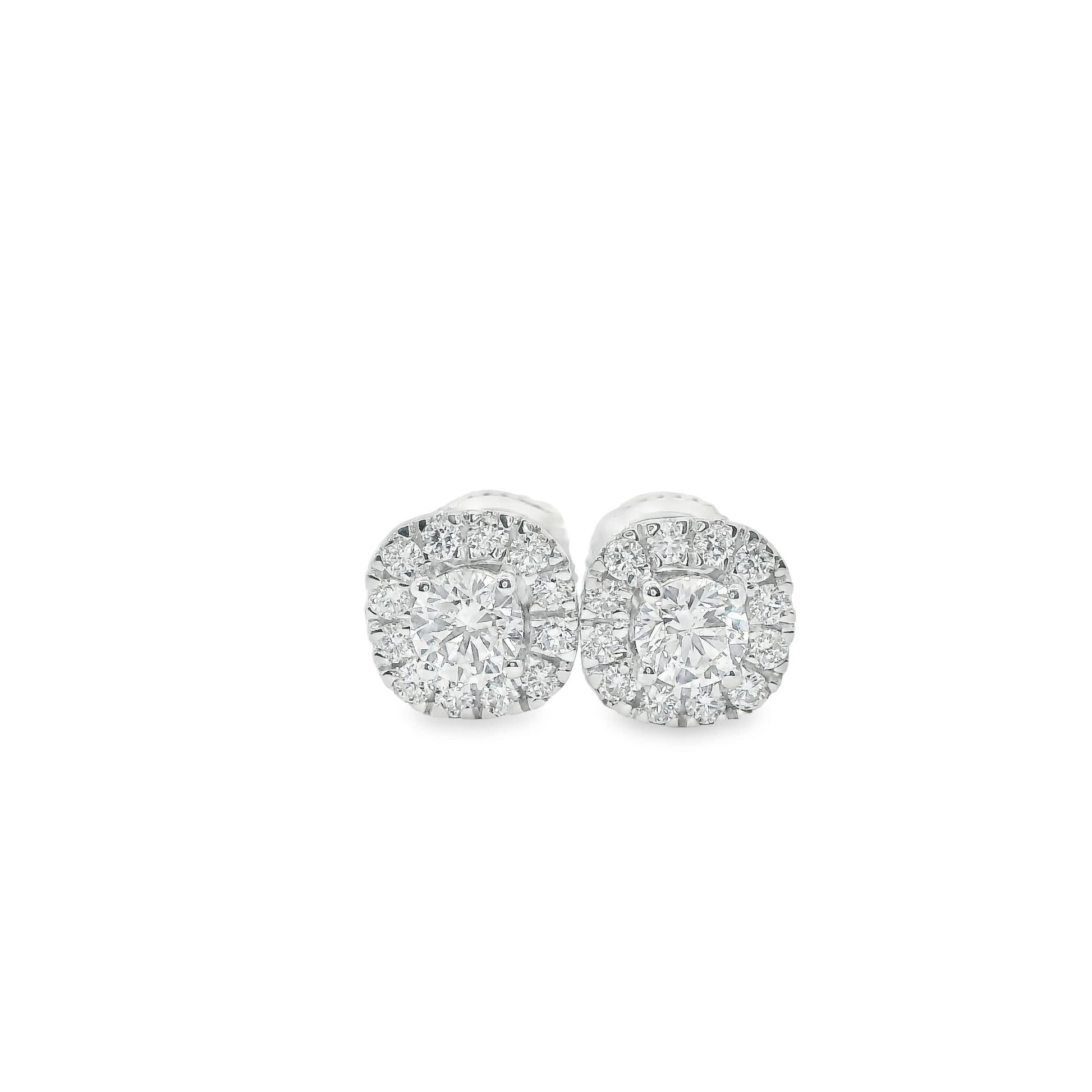 14K Gold Round-cut Diamonds Stud Earrings 0.75 Carat