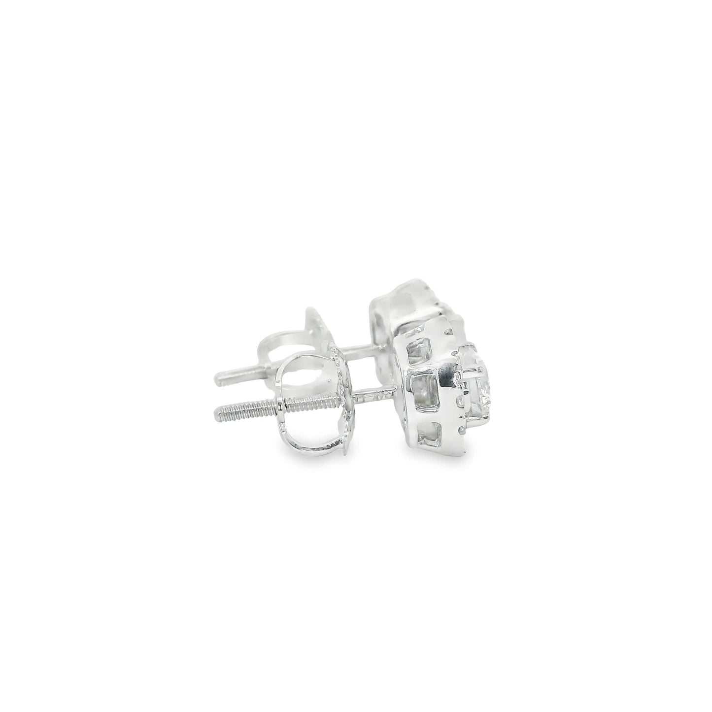 14K Gold Round-cut Diamonds Stud Earrings 0.75 Carat