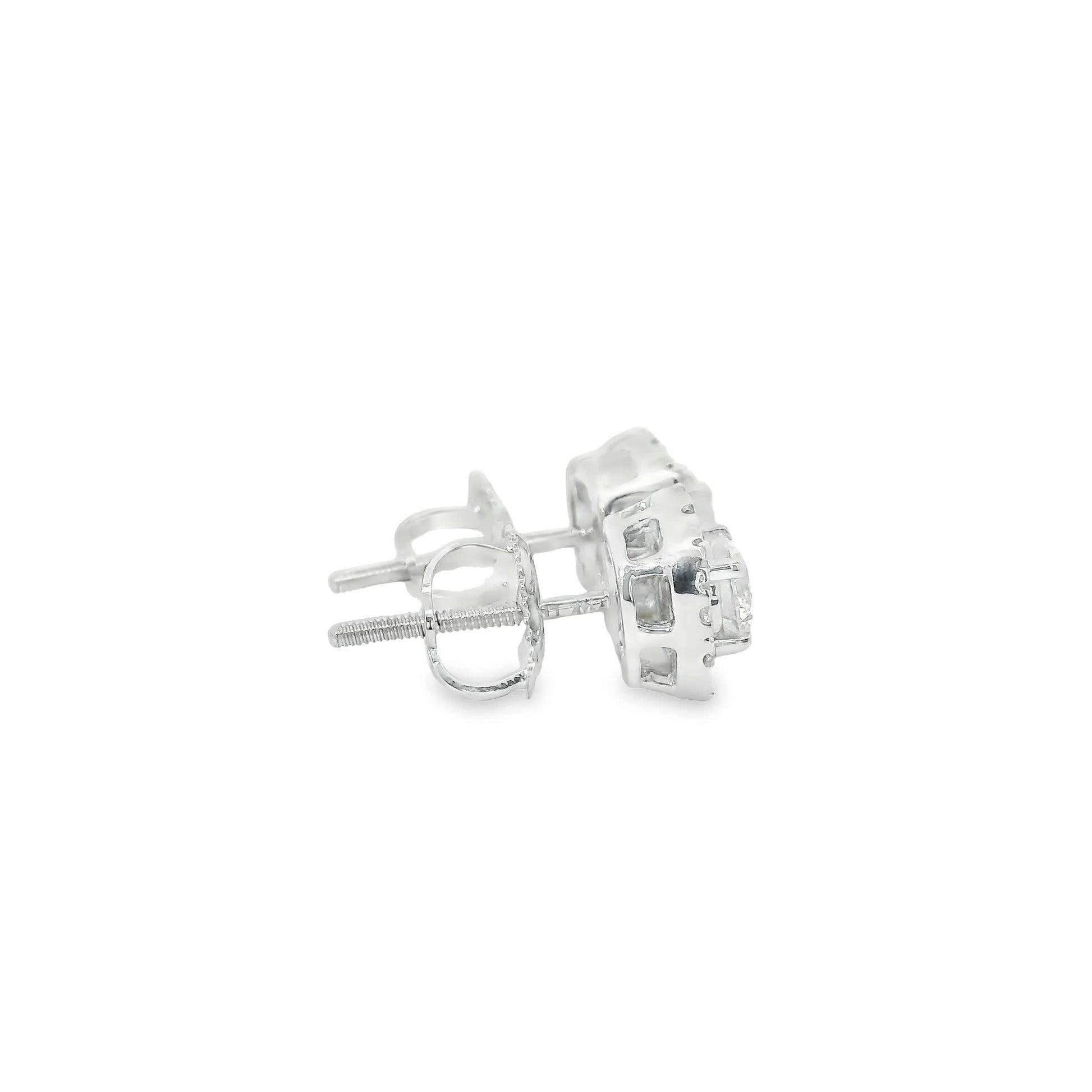 14K Gold Round-cut Diamonds Stud Earrings 0.75 Carat