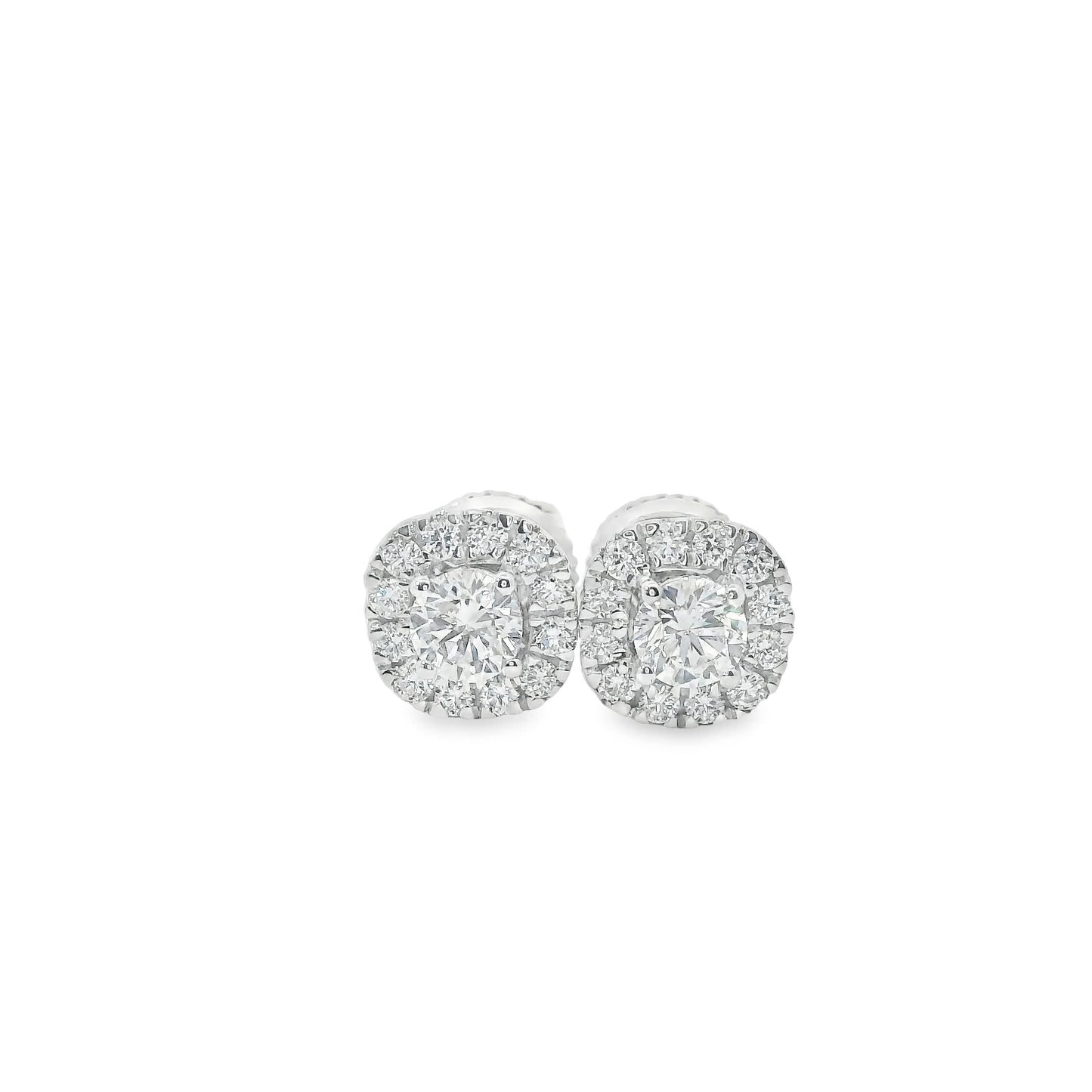 14K Gold Round-cut Diamonds Stud Earrings 0.75 Carat