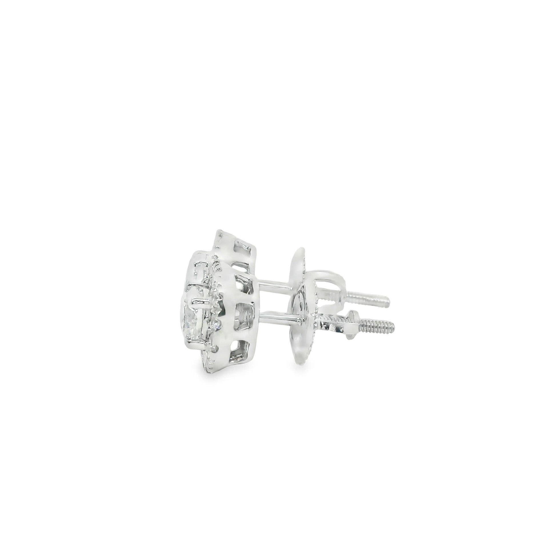 14K Gold Round-cut Diamonds Stud Earrings 0.75 Carat