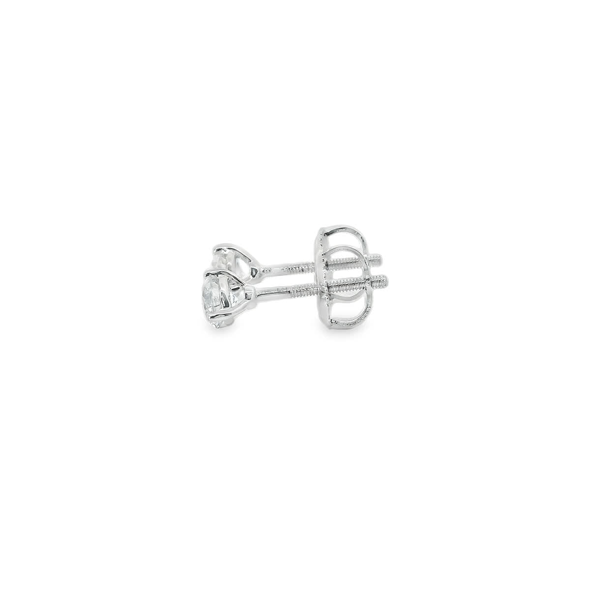 0.50 Carat 14K Gold Round Brilliant Lab Diamond Studs Earrings