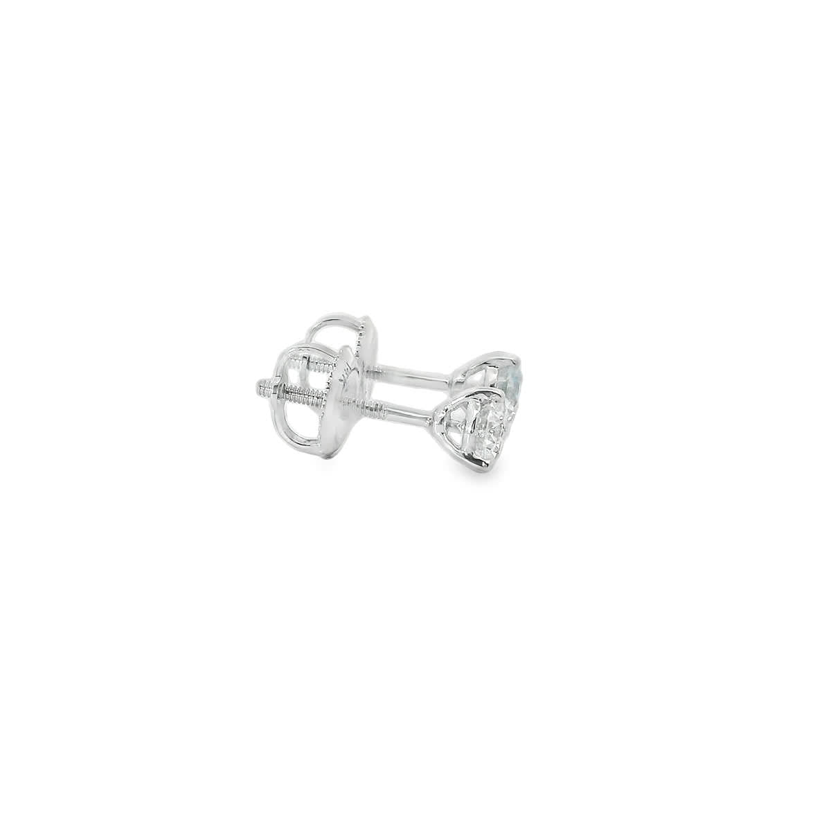 0.50 Carat 14K Gold Round Brilliant Lab Diamond Studs Earrings