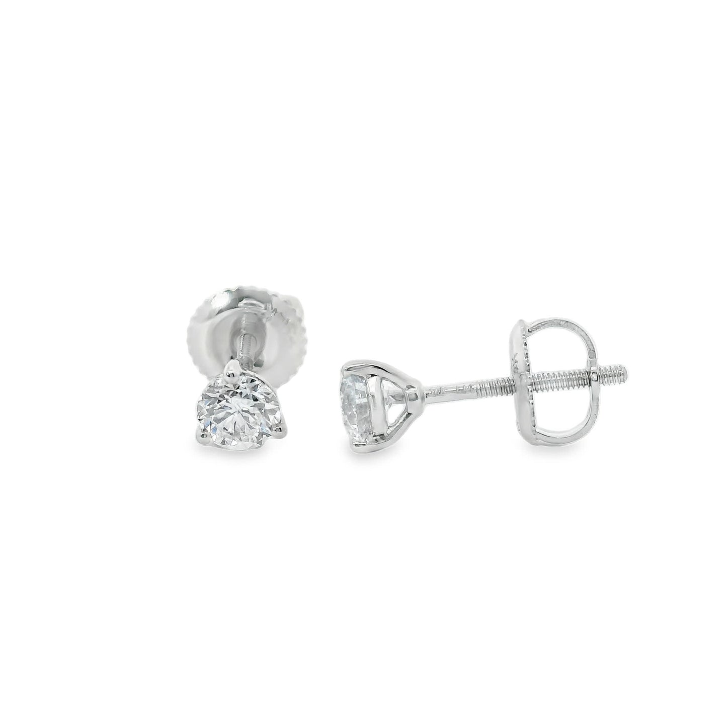 0.50 Carat 14K Gold Round Brilliant Lab Diamond Studs Earrings