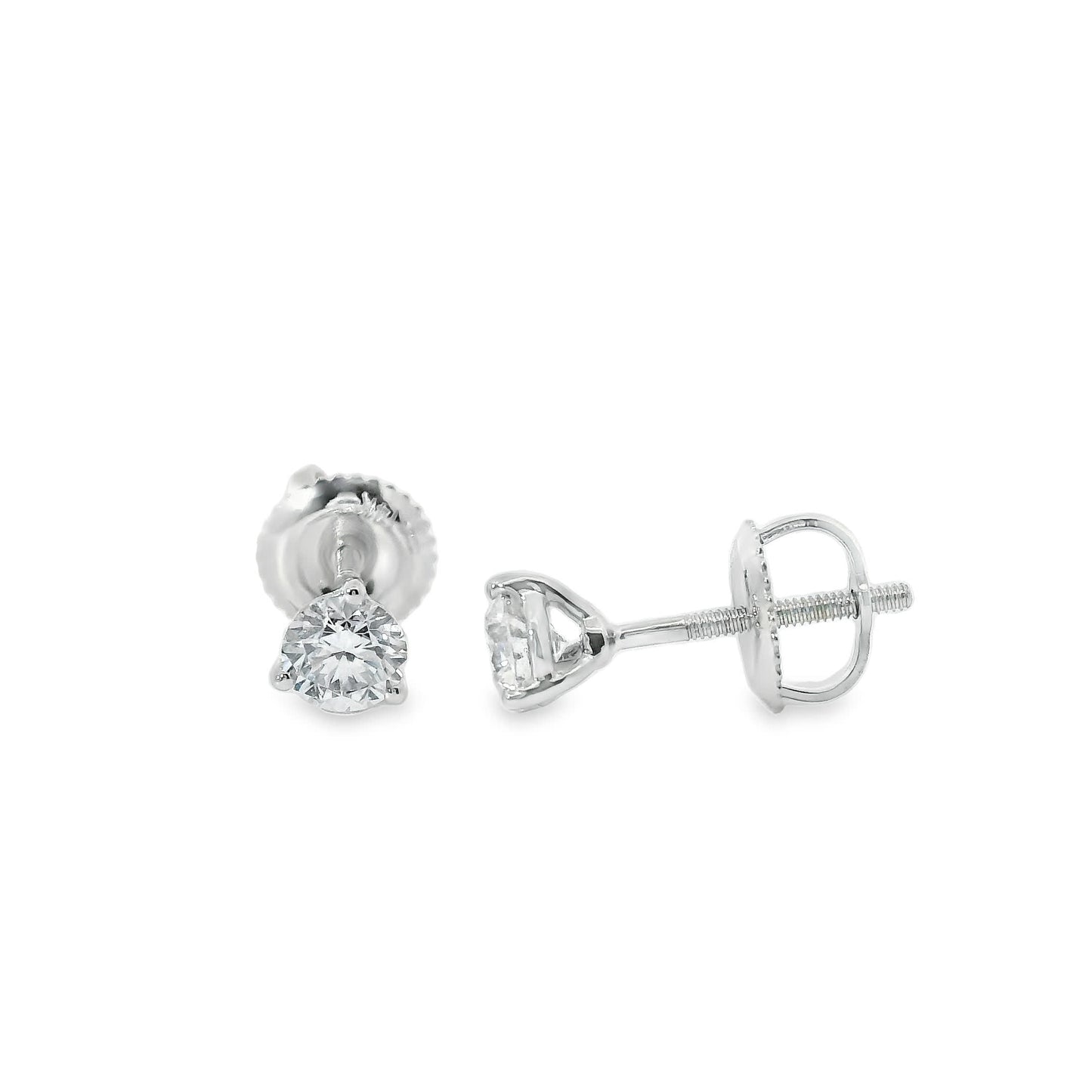 0.50 Carat 14K Gold Round Brilliant Lab Diamond Studs Earrings