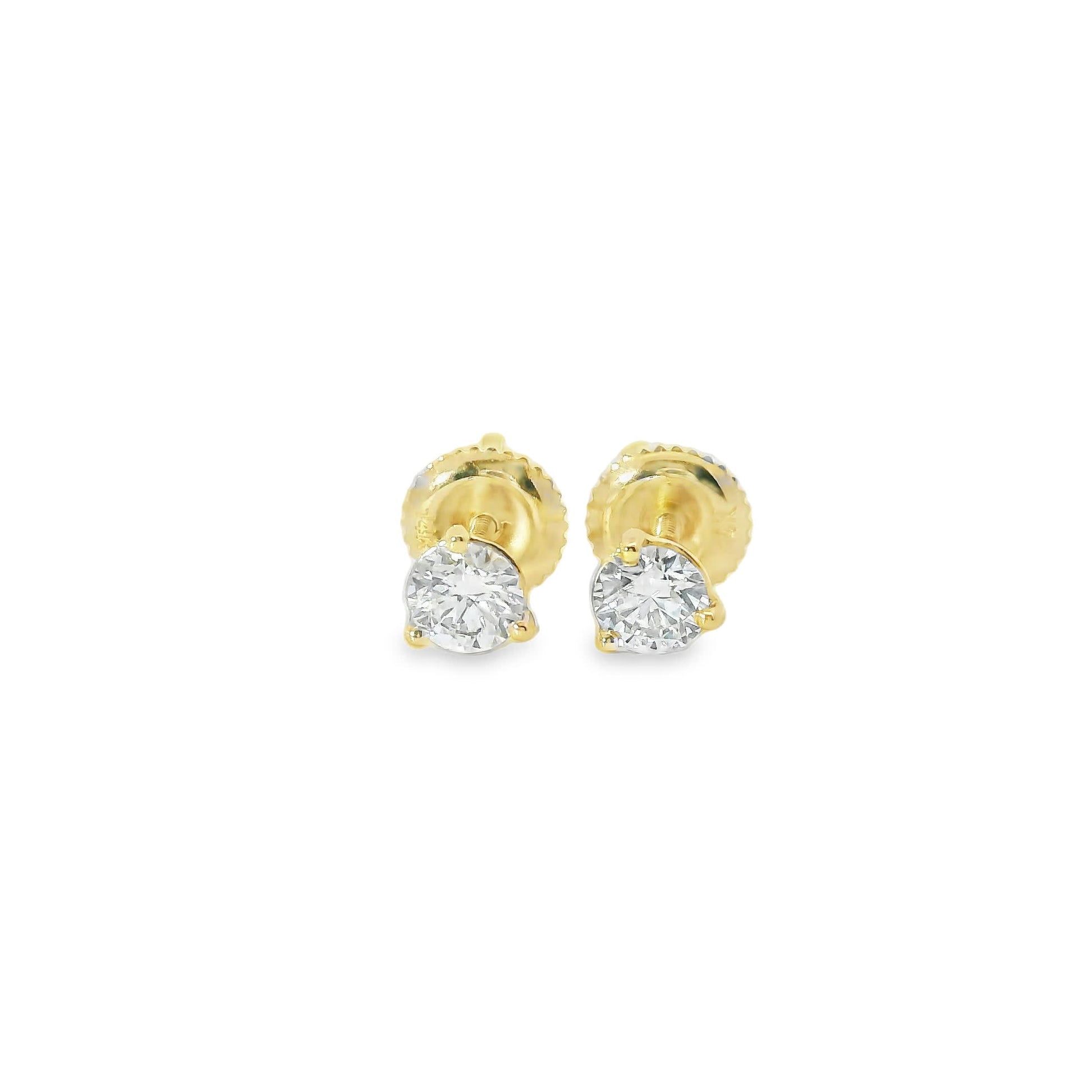0.50 Carat 14K Gold Round Brilliant Lab Diamond Studs Earrings