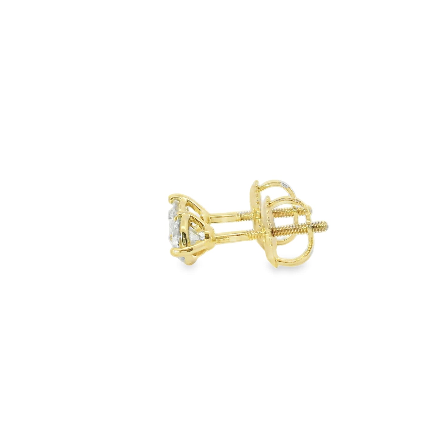 0.50 Carat 14K Gold Round Brilliant Lab Diamond Studs Earrings