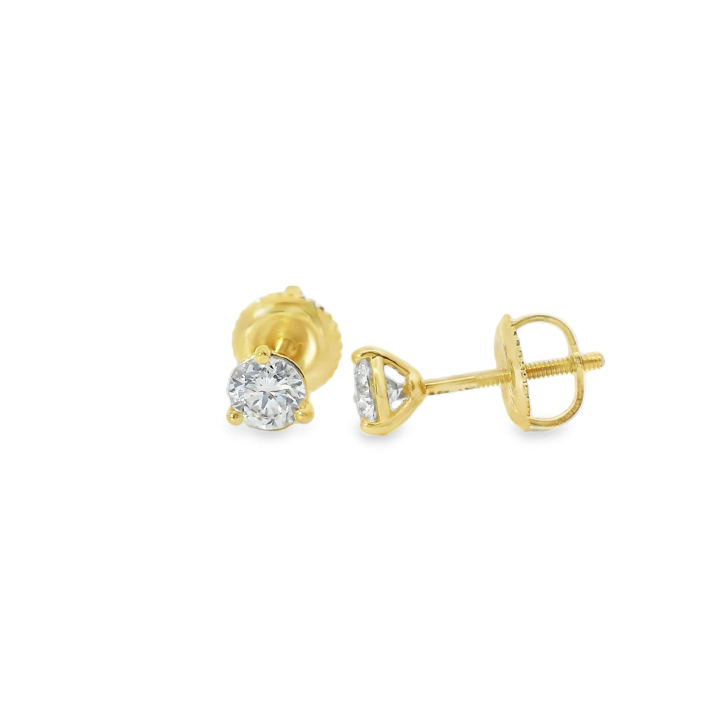 0.50 Carat 14K Gold Round Brilliant Lab Diamond Studs Earrings
