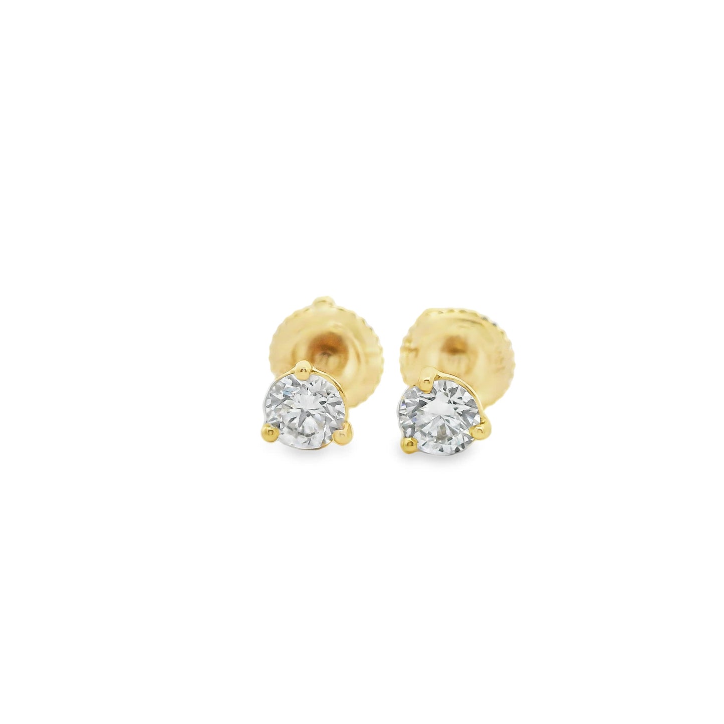 0.50 Carat 14K Gold Round Brilliant Lab Diamond Studs Earrings