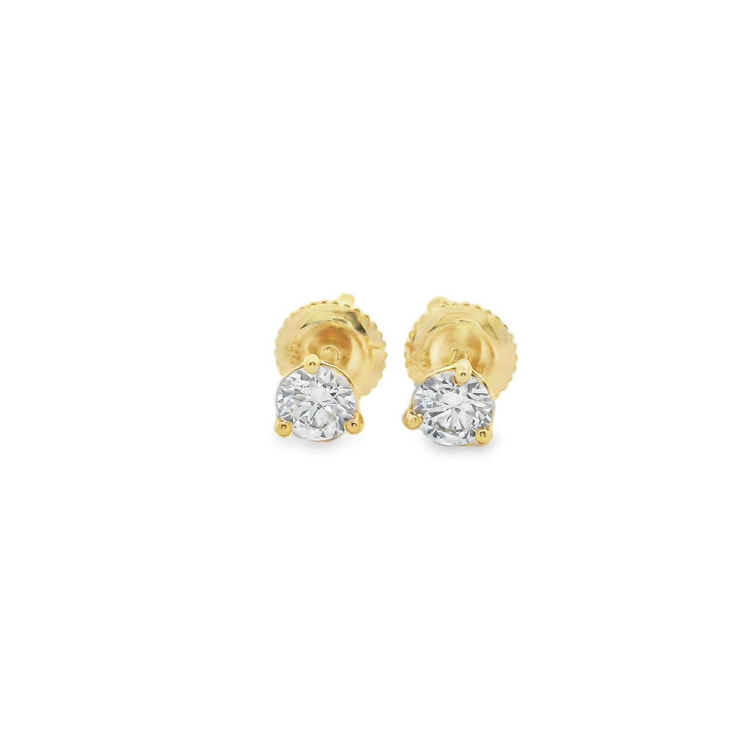 0.50 Carat 14K Gold Round Brilliant Lab Diamond Studs Earrings