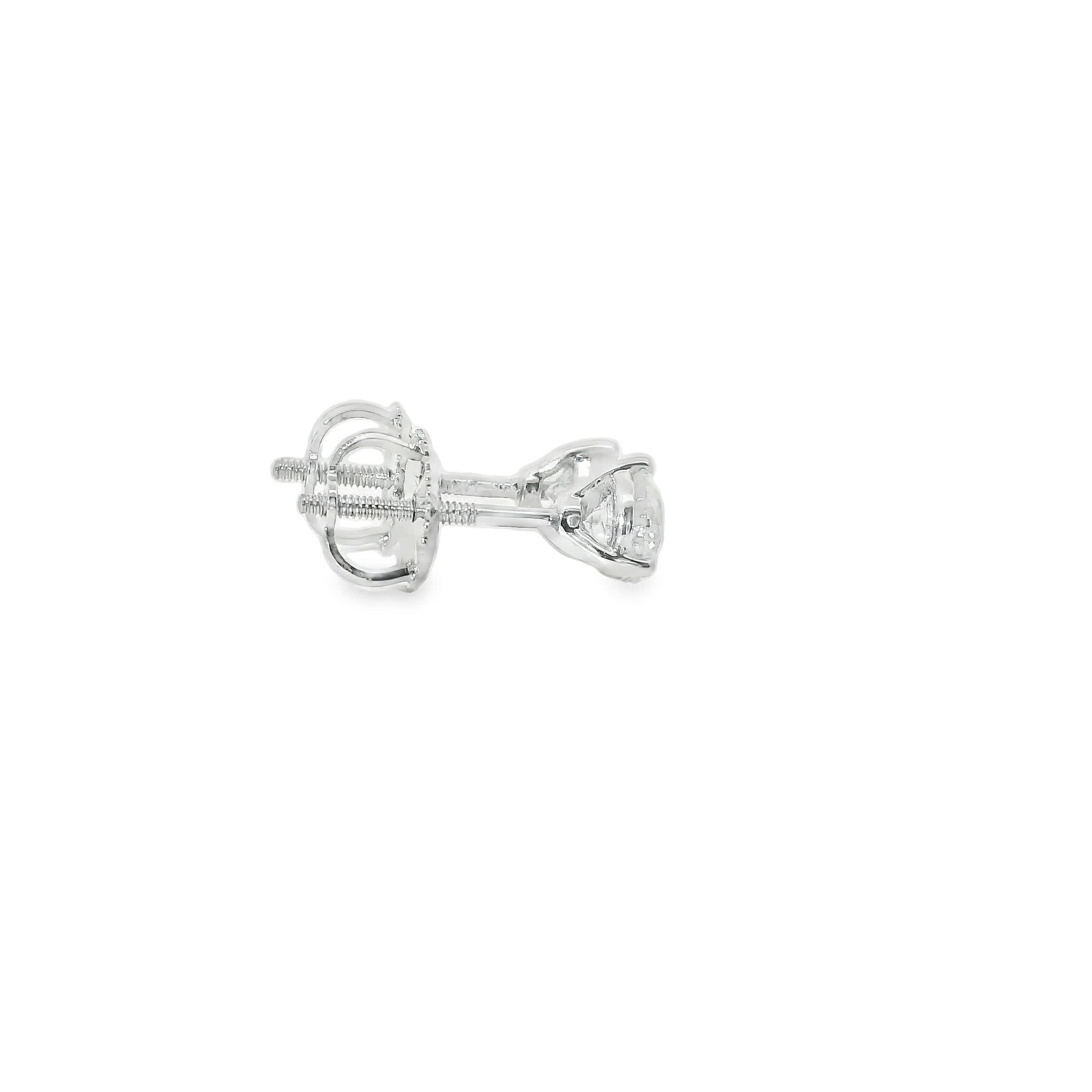 0.75 Carat 14K Gold Round Brilliant Lab Diamond Studs Earrings