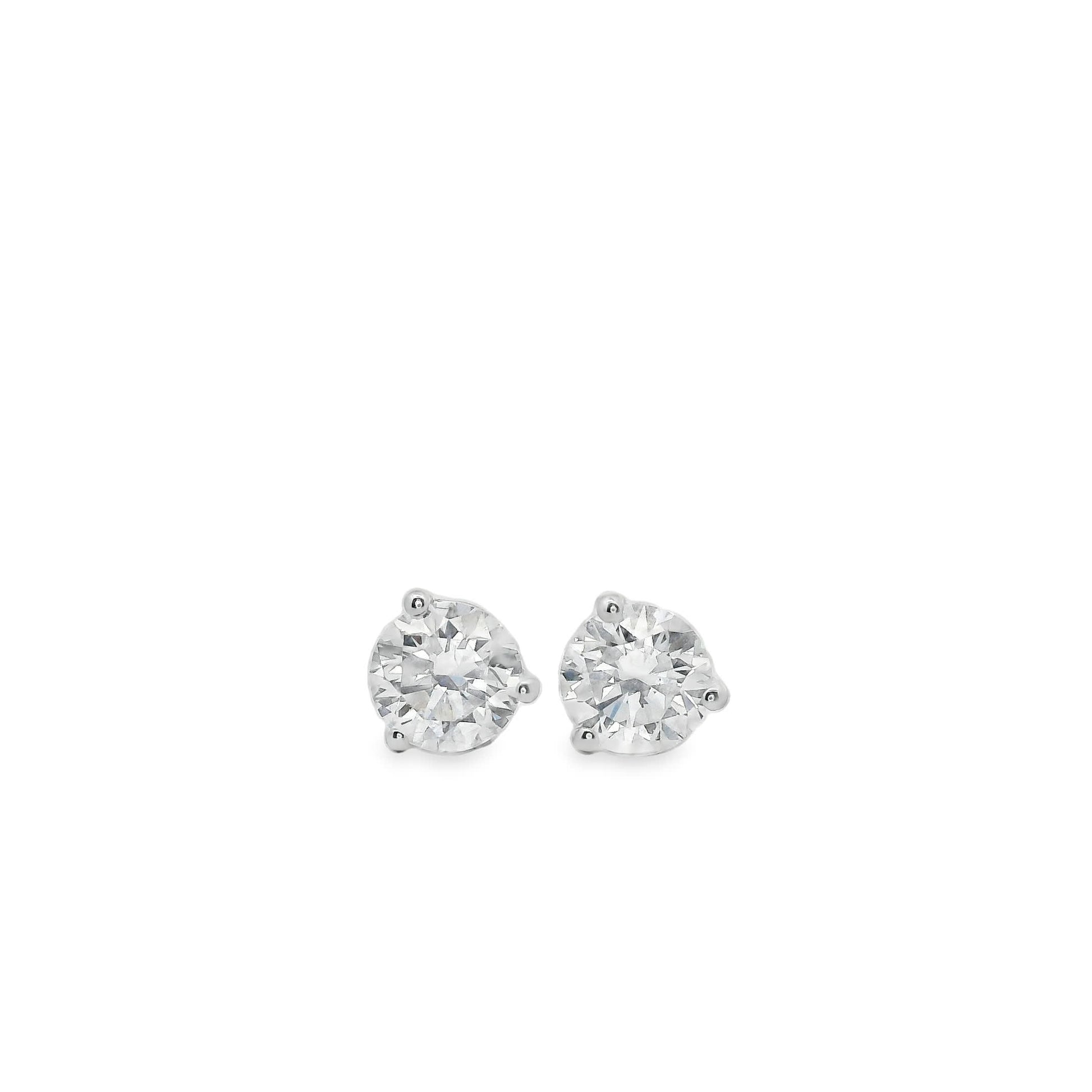 0.75 Carat 14K Gold Round Brilliant Lab Diamond Studs Earrings