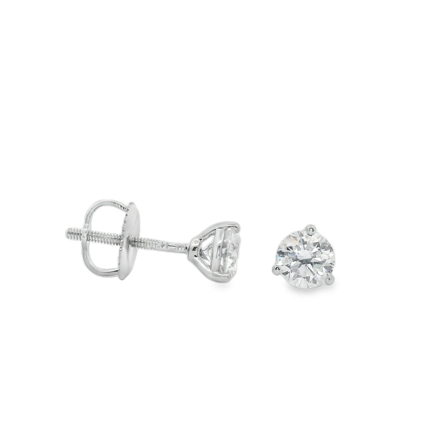 0.75 Carat 14K Gold Round Brilliant Lab Diamond Studs Earrings