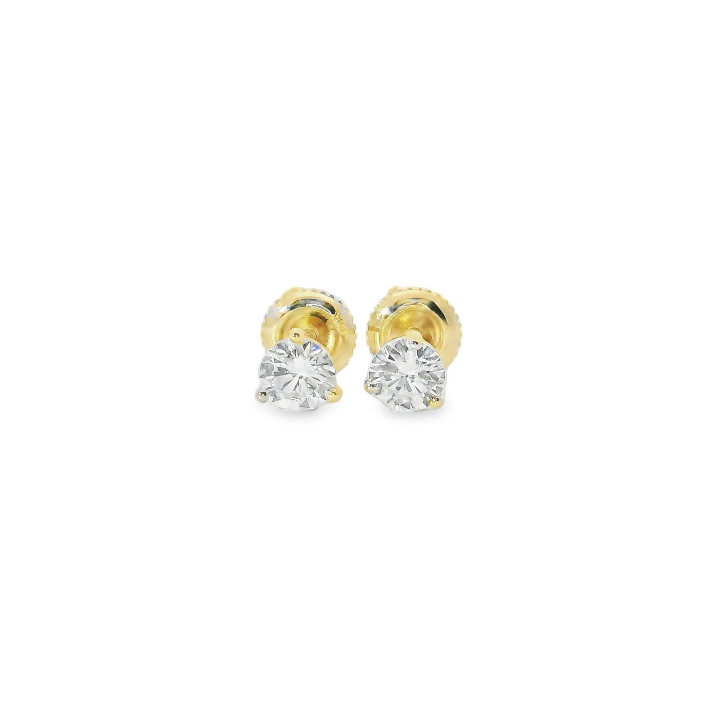 0.75 Carat 14K Gold Round Brilliant Lab Diamond Studs Earrings