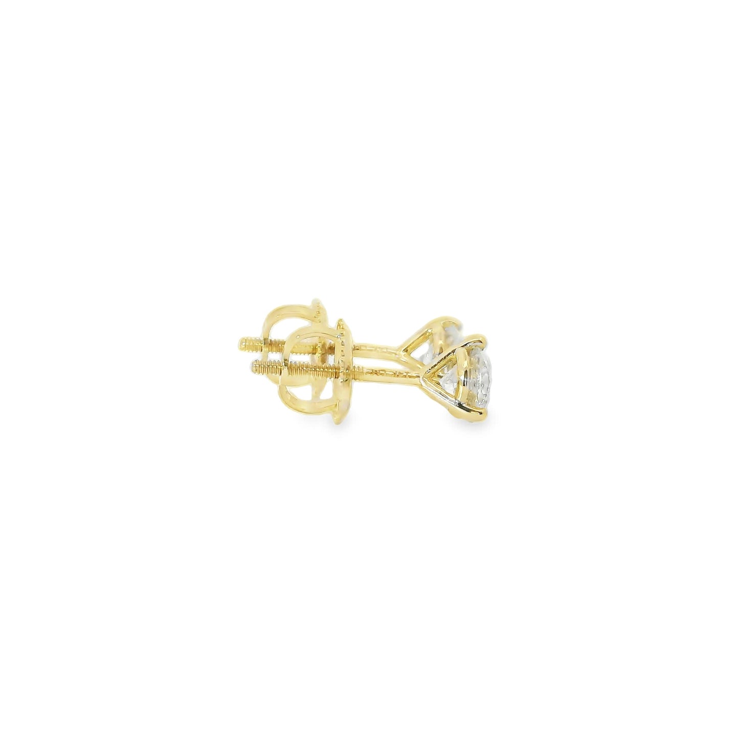 0.75 Carat 14K Gold Round Brilliant Lab Diamond Studs Earrings