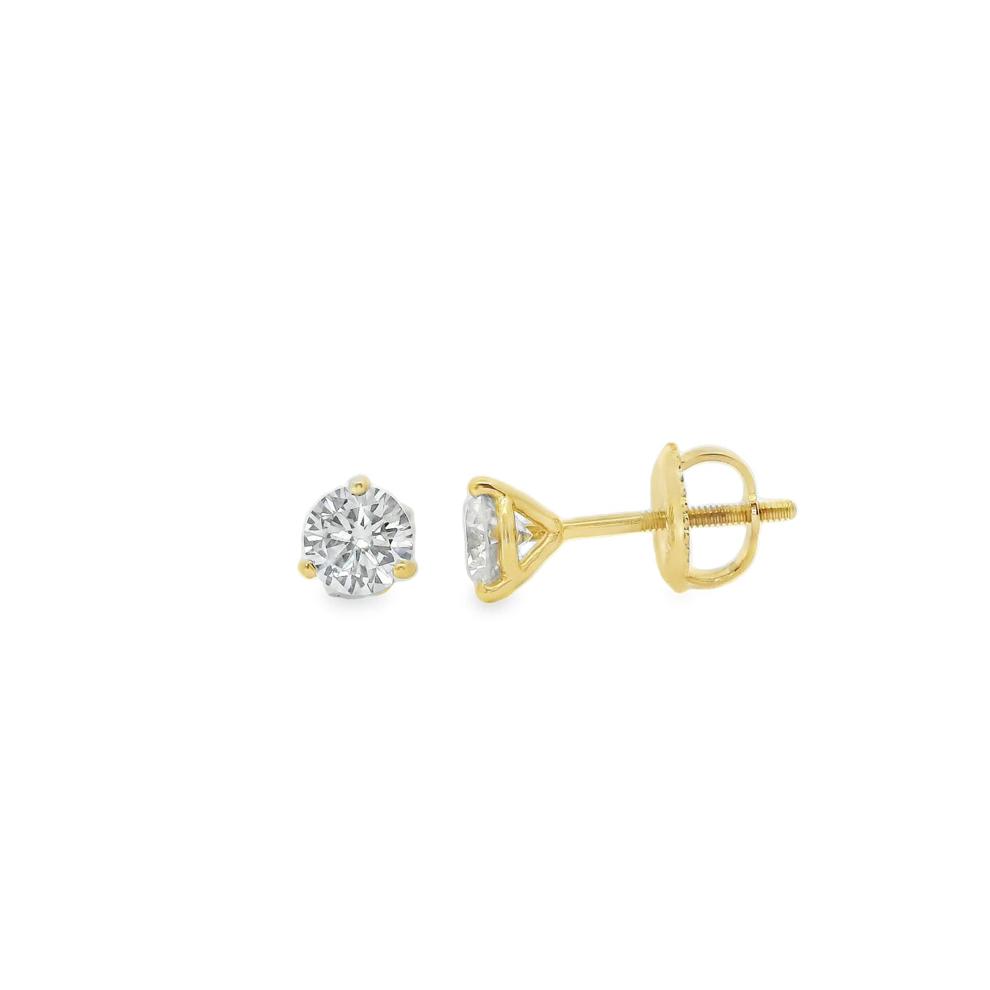 0.75 Carat 14K Gold Round Brilliant Lab Diamond Studs Earrings