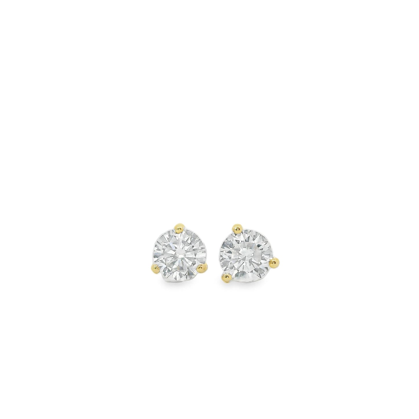 0.75 Carat 14K Gold Round Brilliant Lab Diamond Studs Earrings