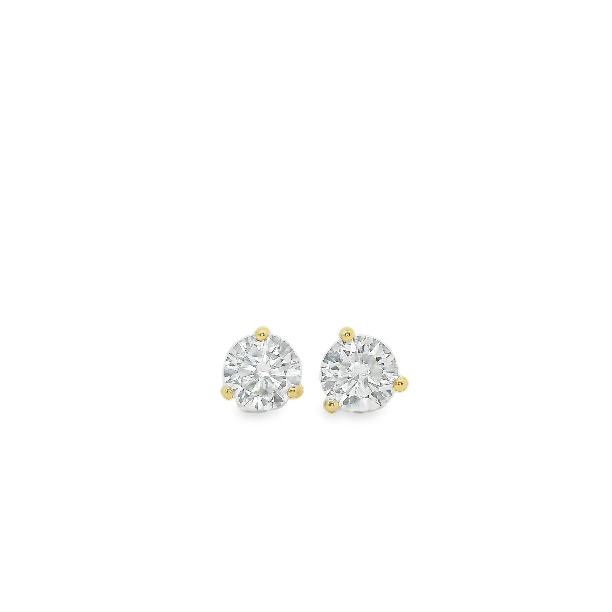 0.75 Carat 14K Gold Round Brilliant Lab Diamond Studs Earrings