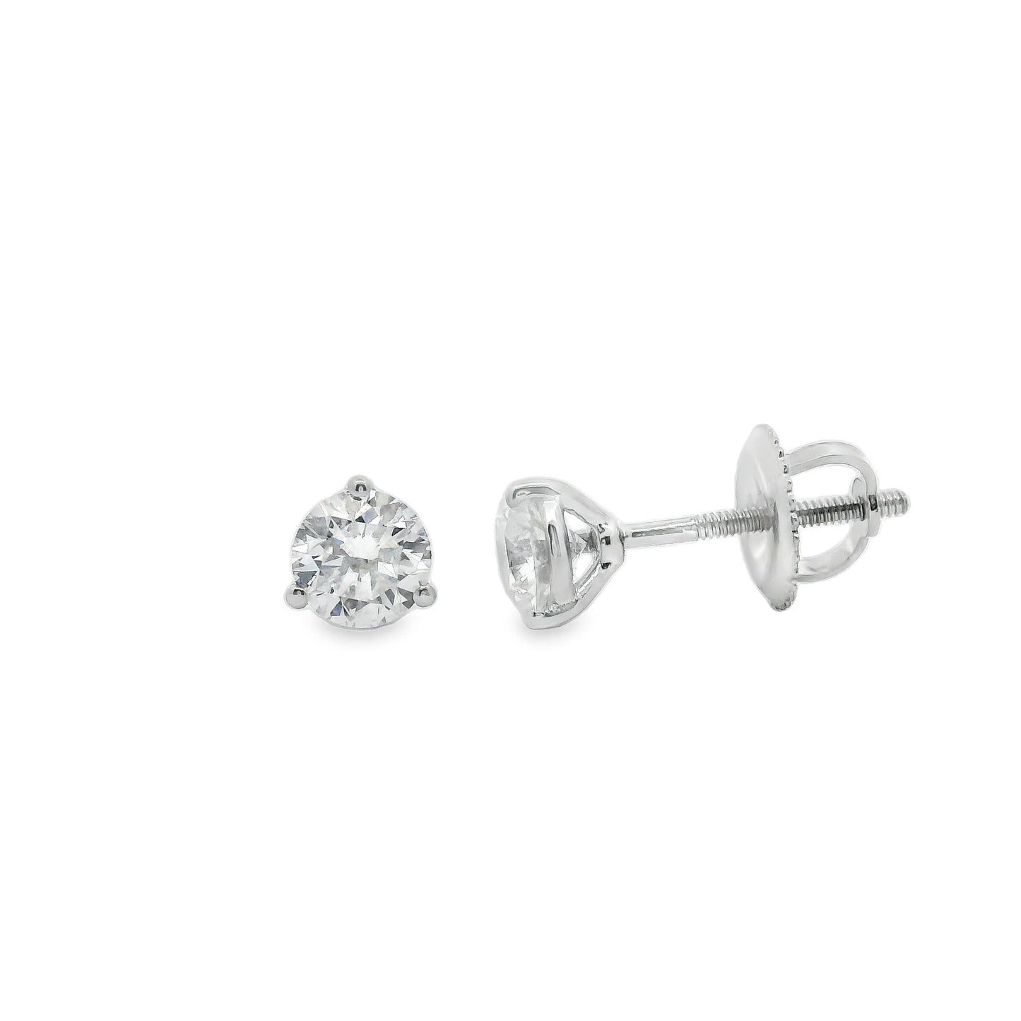 0.75 Carat 14K Gold Round Brilliant Lab Diamond Studs Earrings