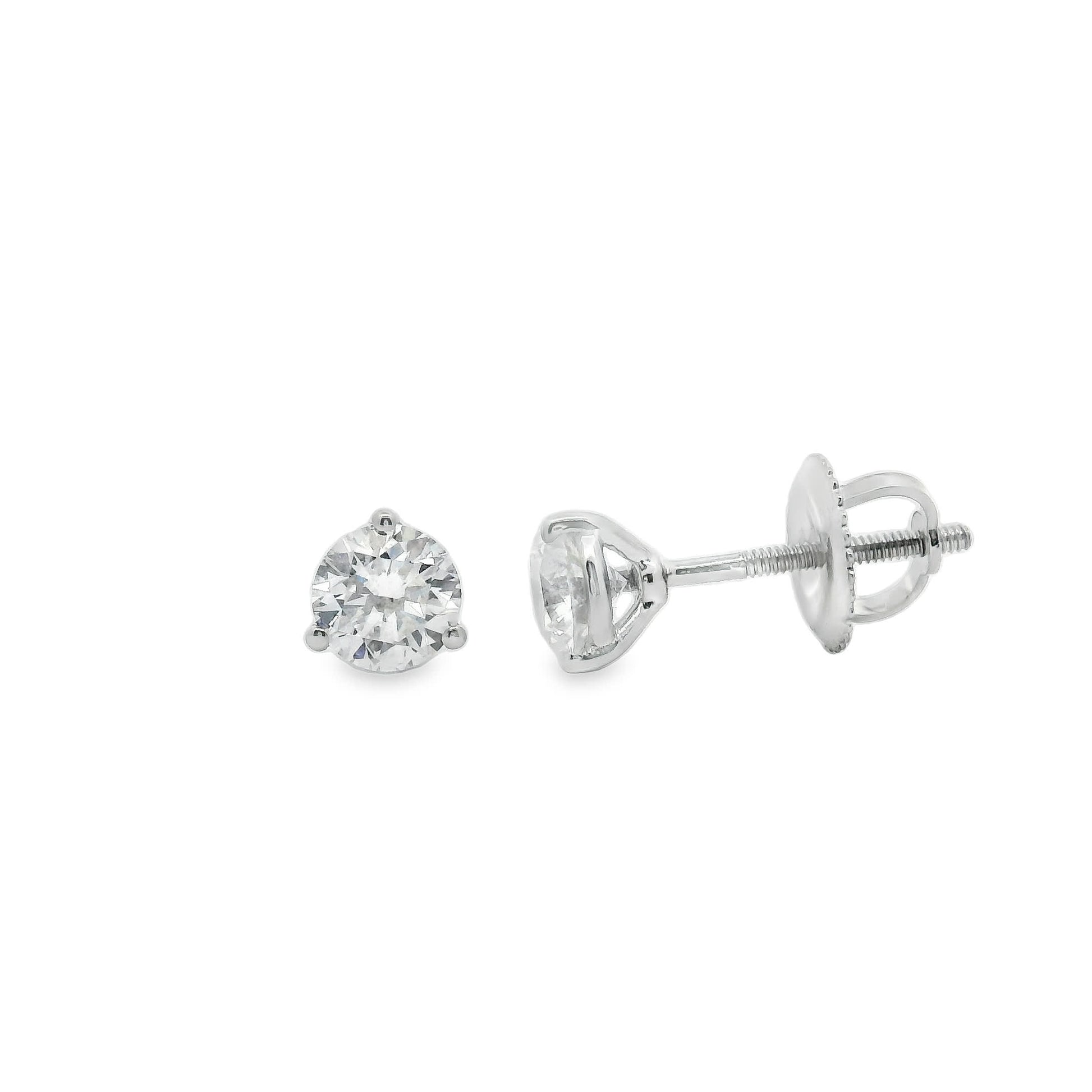 0.75 Carat 14K Gold Round Brilliant Lab Diamond Studs Earrings