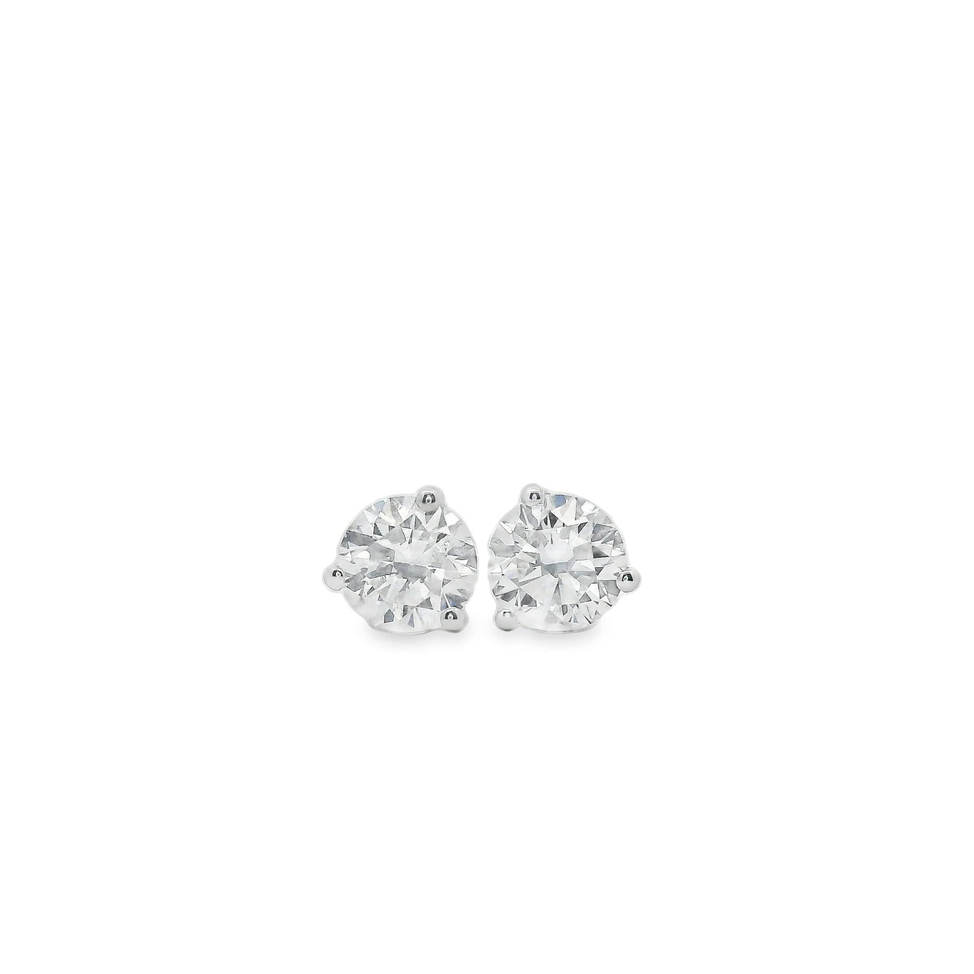 0.75 Carat 14K Gold Round Brilliant Lab Diamond Studs Earrings