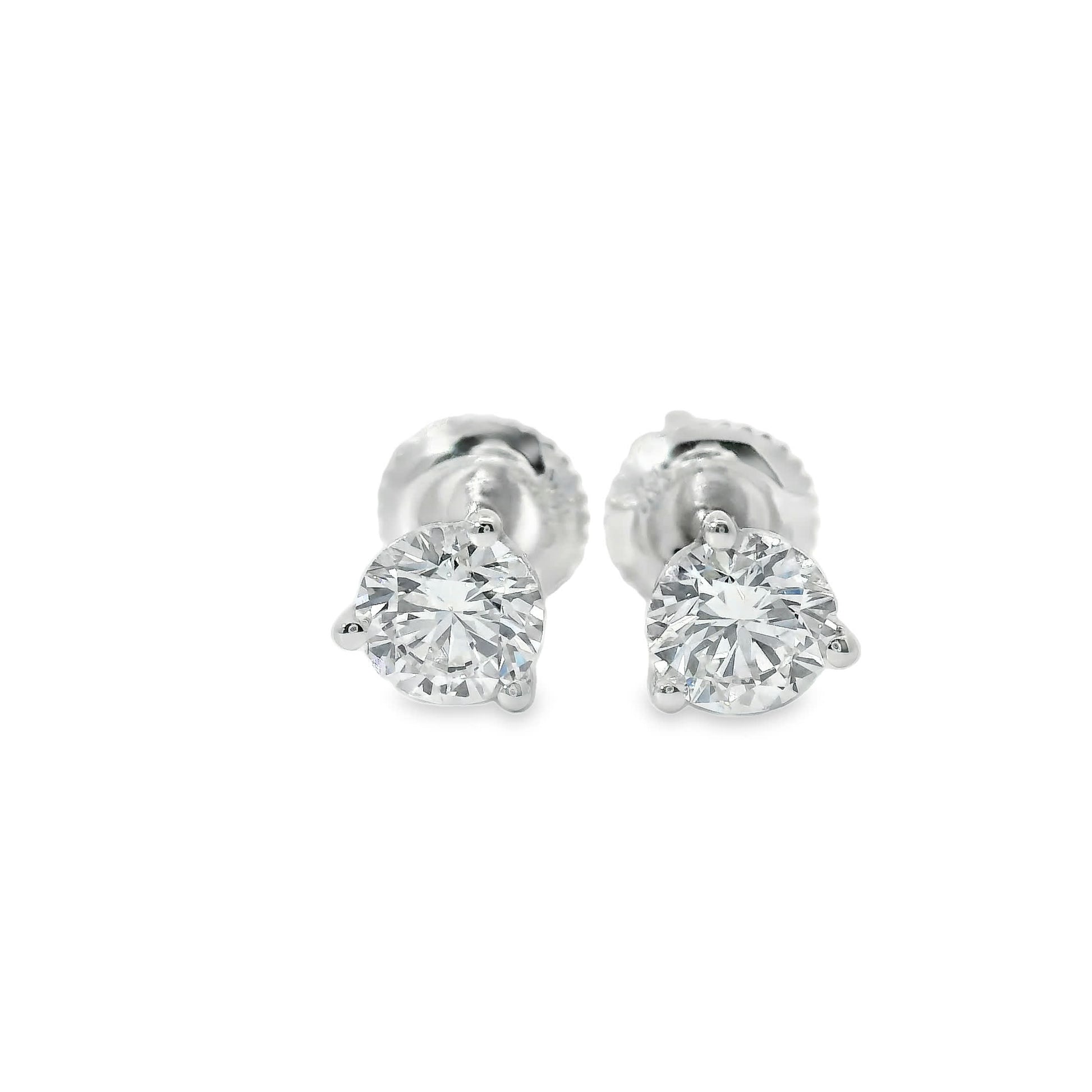 1.00 Carat 14K Gold Round Brilliant Lab Diamond Studs Earrings