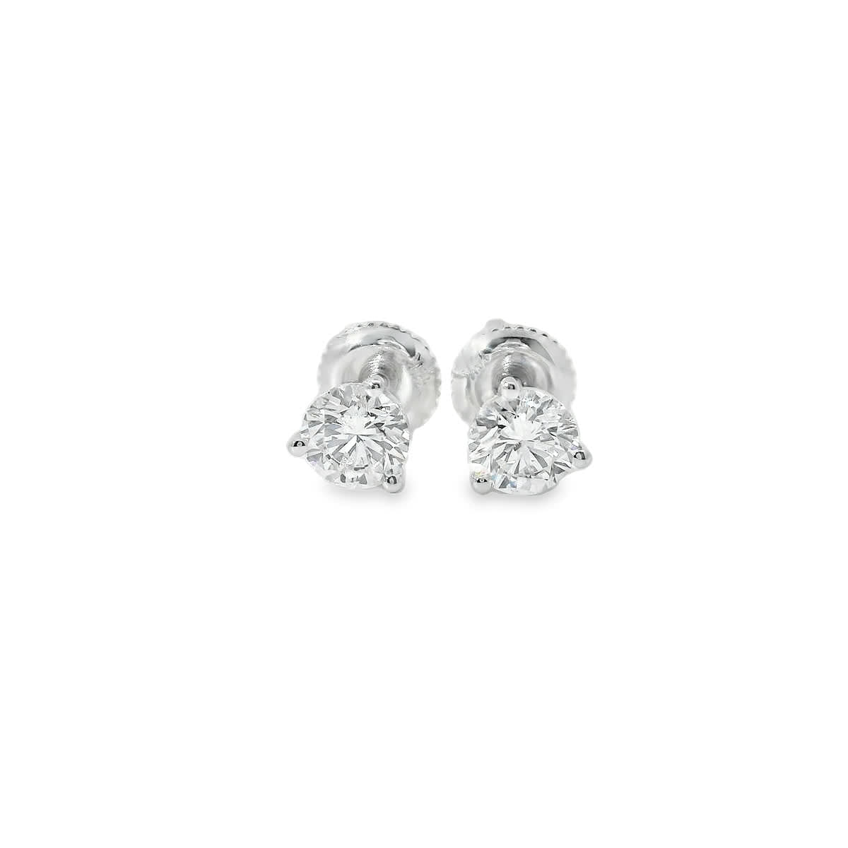 1.00 Carat 14K Gold Round Brilliant Lab Diamond Studs Earrings