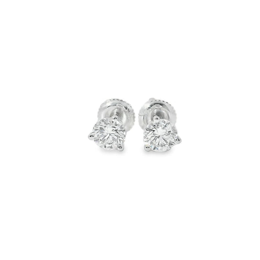 1.00 Carat 14K Gold Round Brilliant Lab Diamond Studs Earrings