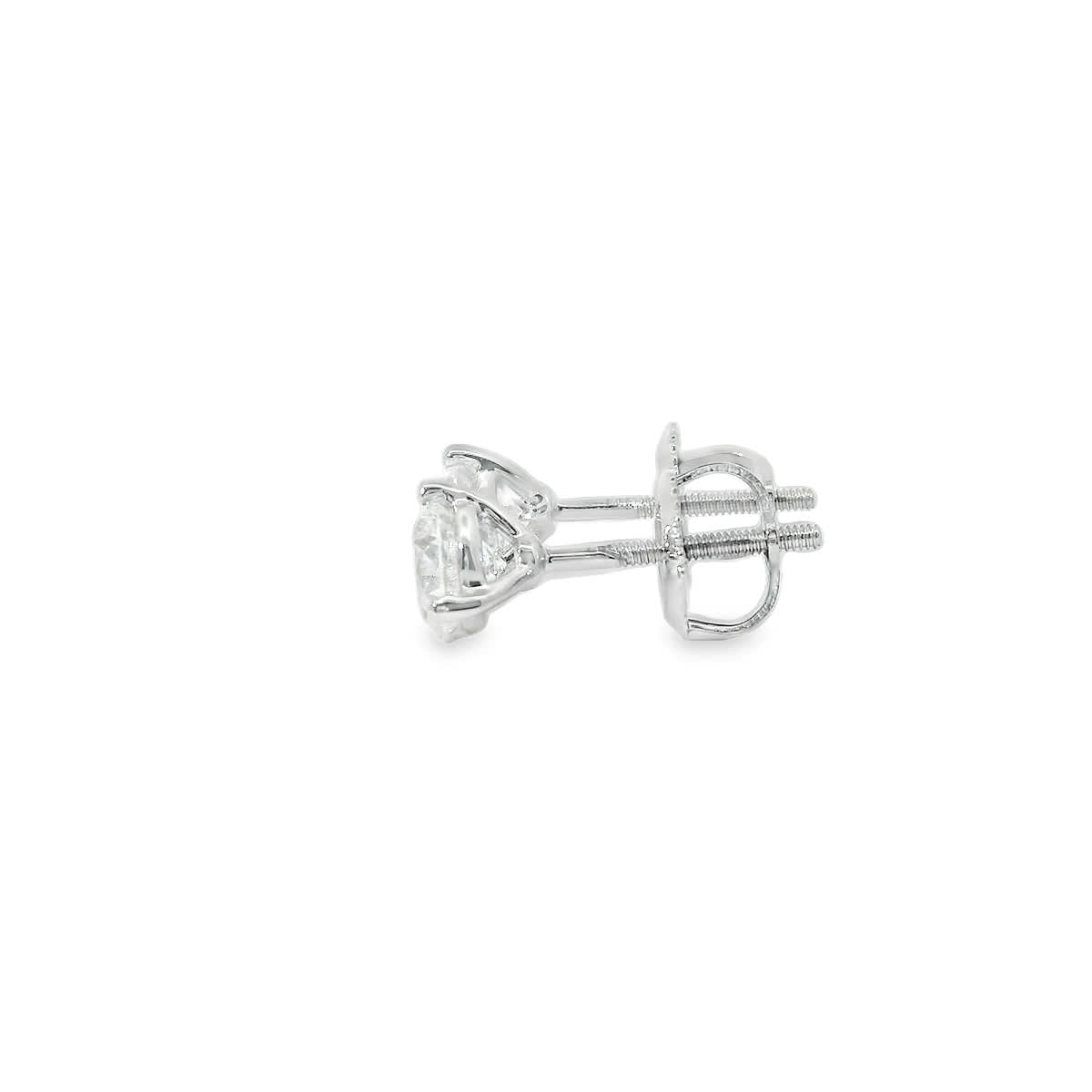 1.00 Carat 14K Gold Round Brilliant Lab Diamond Studs Earrings
