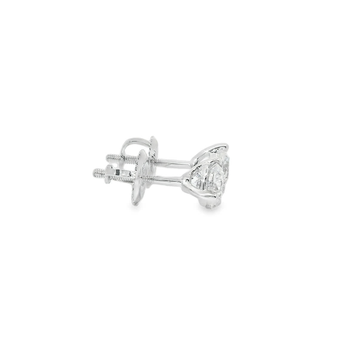 1.00 Carat 14K Gold Round Brilliant Lab Diamond Studs Earrings