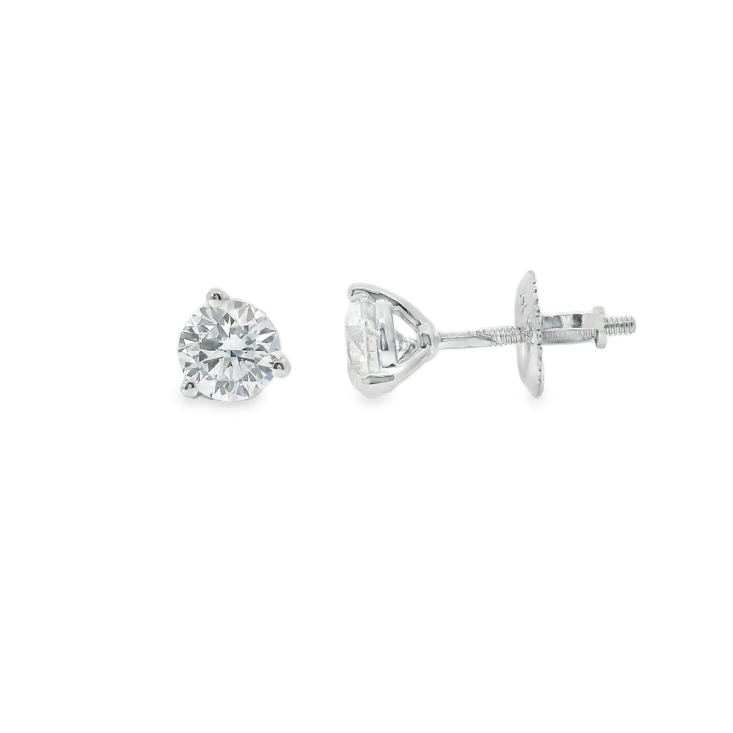 1.00 Carat 14K Gold Round Brilliant Lab Diamond Studs Earrings