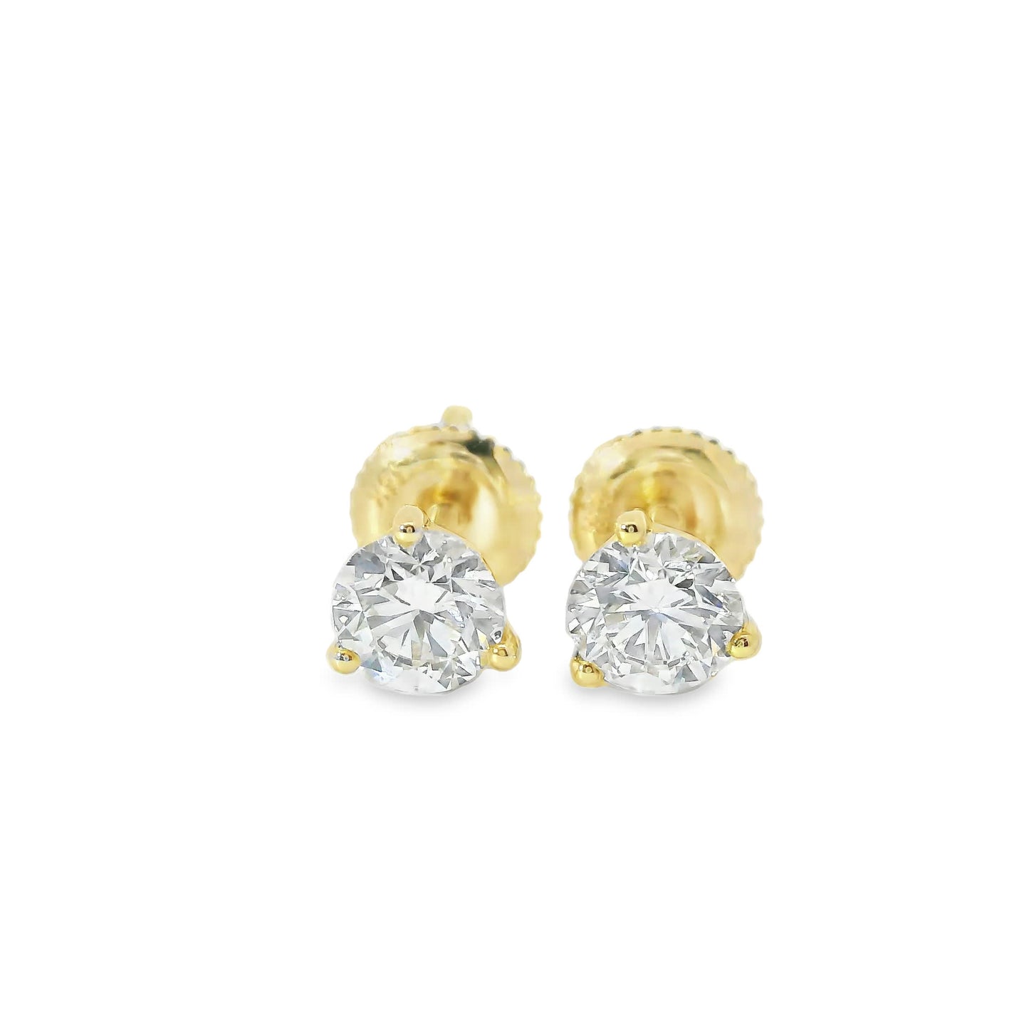 1.00 Carat 14K Gold Round Brilliant Lab Diamond Studs Earrings