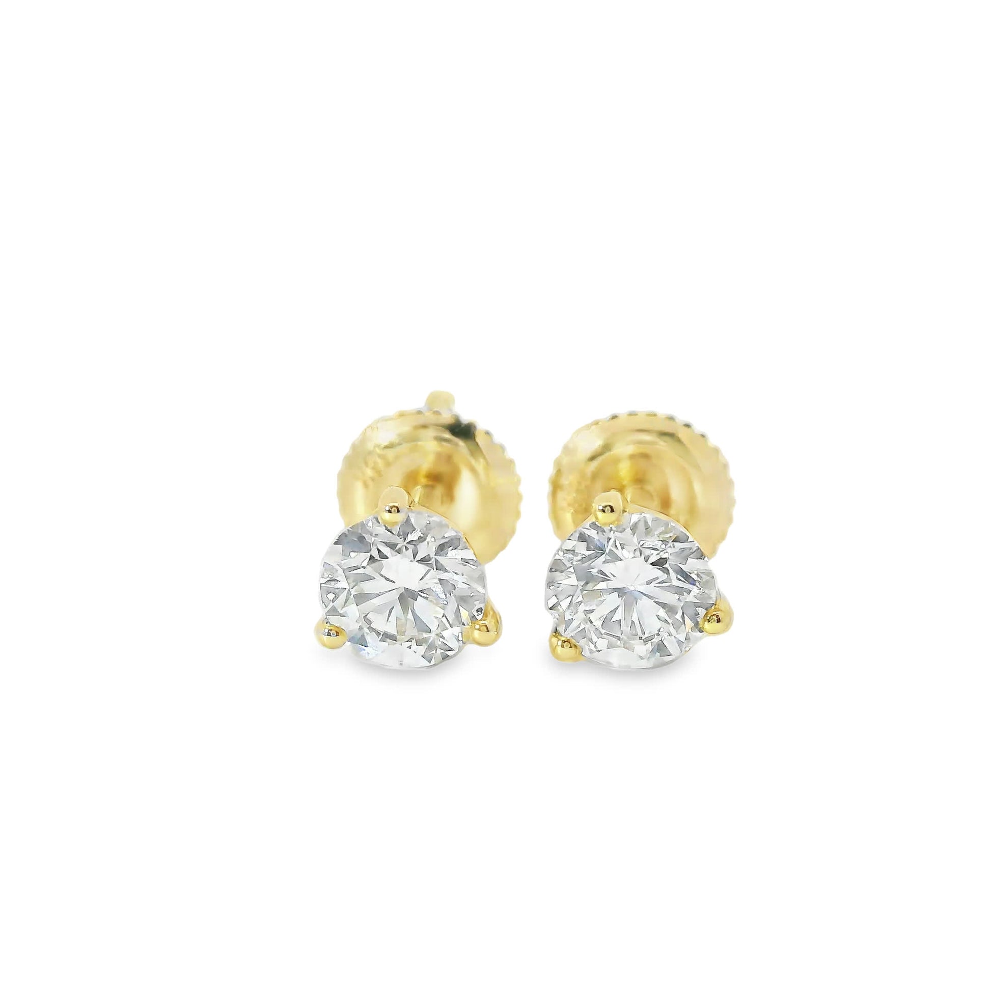 1.00 Carat 14K Gold Round Brilliant Lab Diamond Studs Earrings
