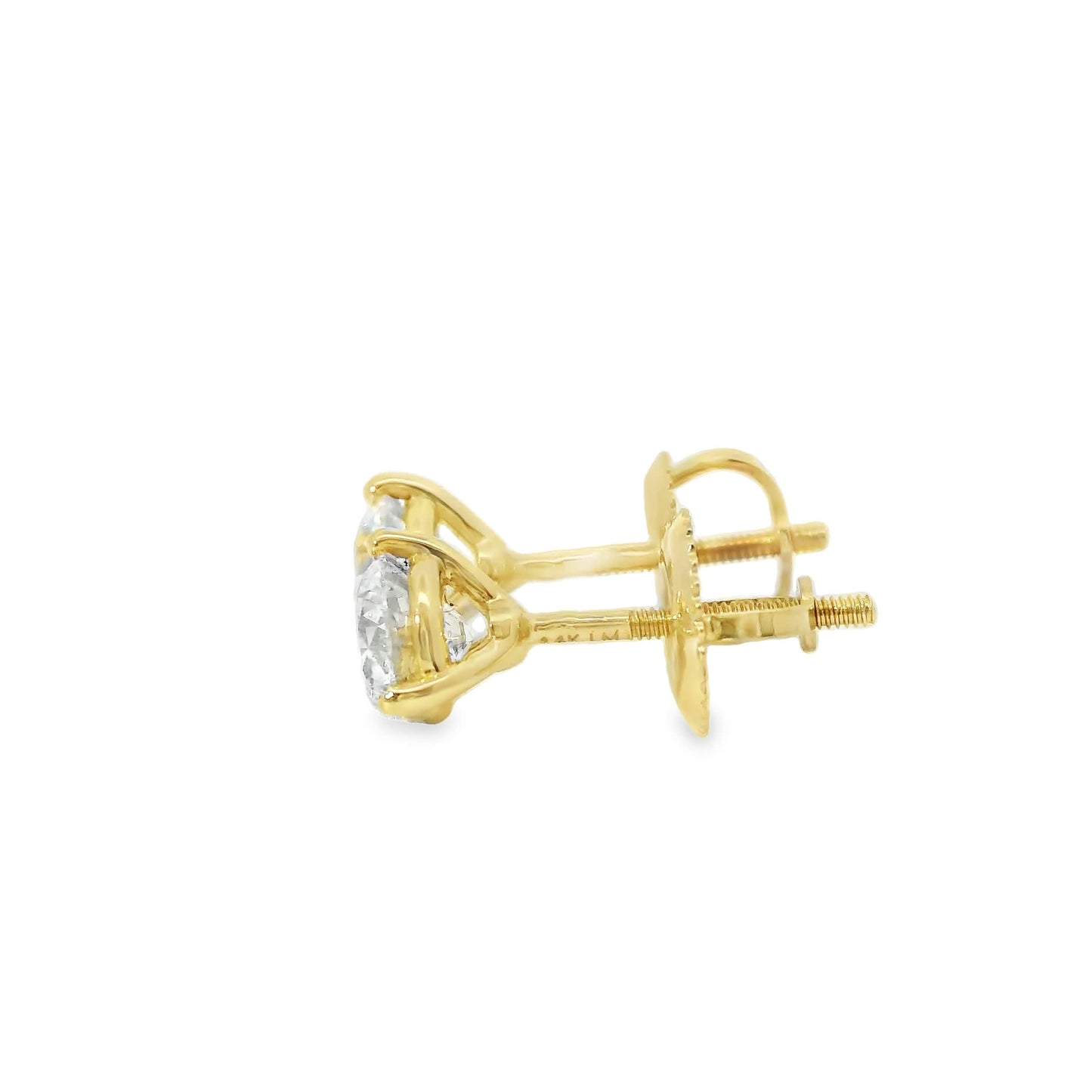 1.00 Carat 14K Gold Round Brilliant Lab Diamond Studs Earrings