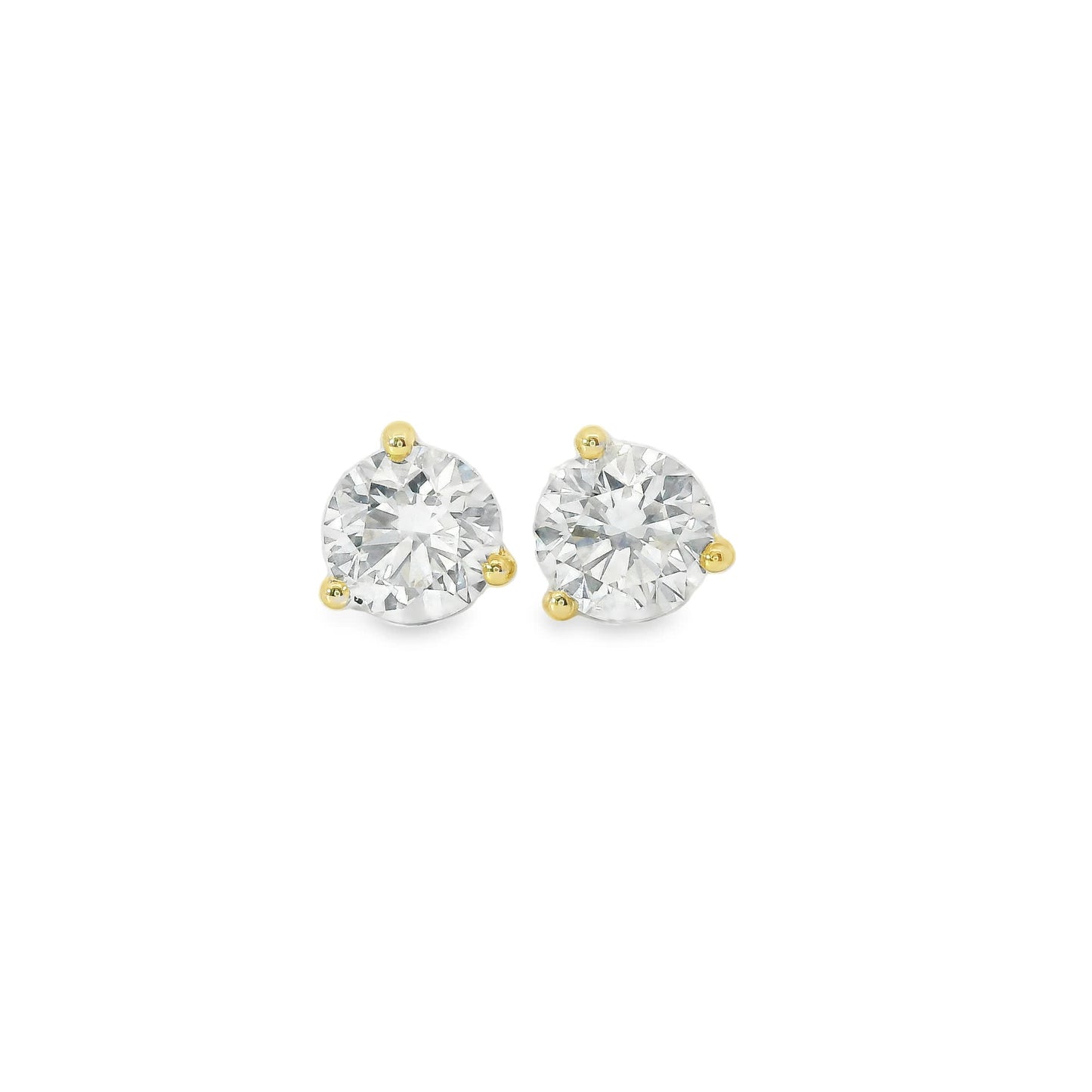 1.00 Carat 14K Gold Round Brilliant Lab Diamond Studs Earrings