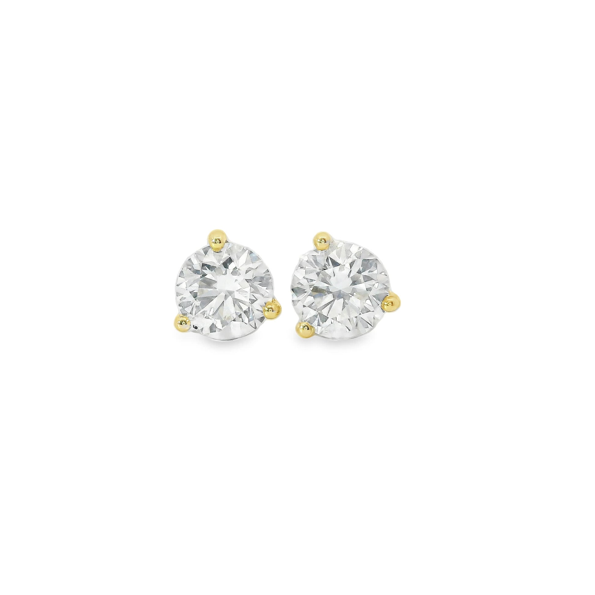 1.00 Carat 14K Gold Round Brilliant Lab Diamond Studs Earrings