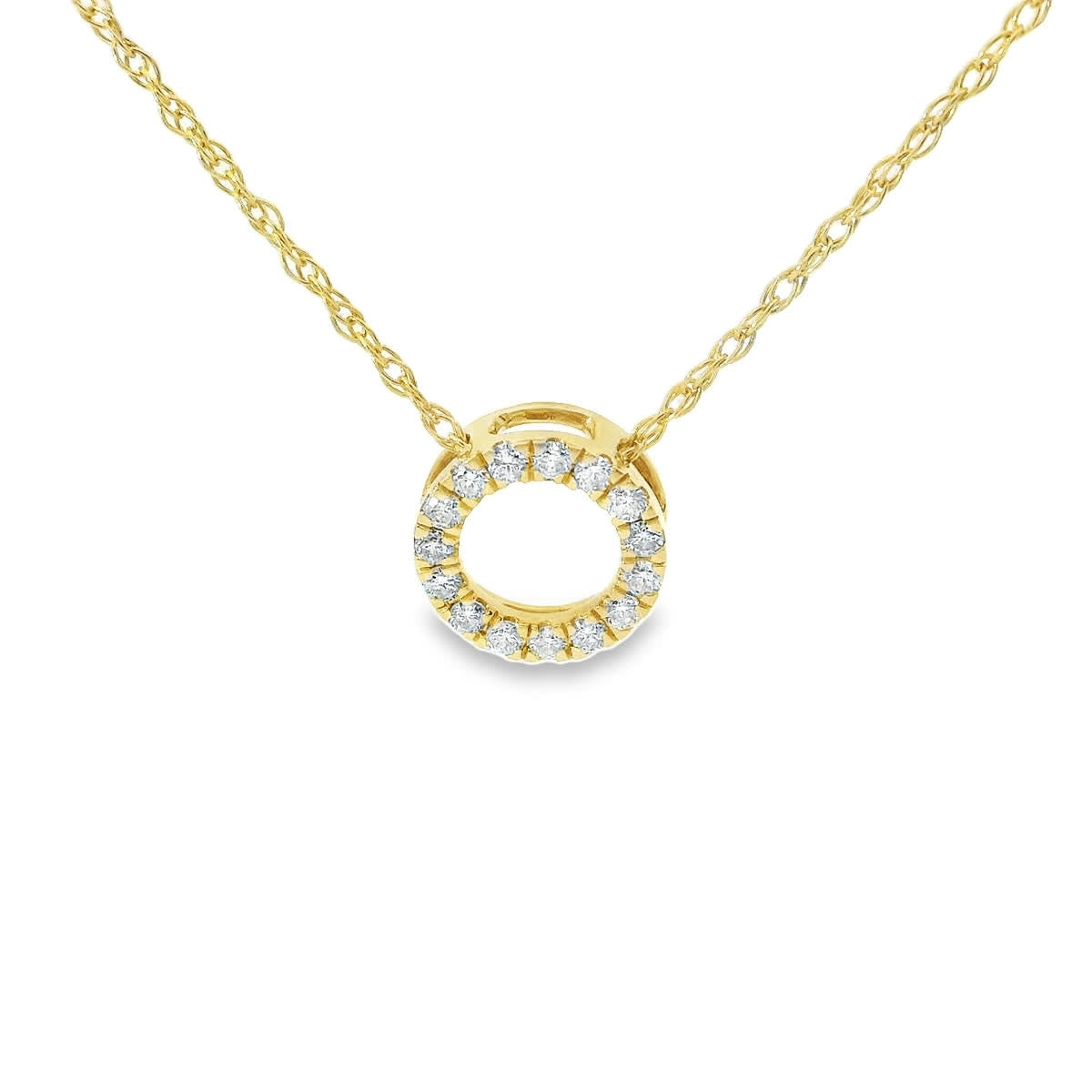 14K Yellow Gold Diamond Circle Pendant 0.15 Carat