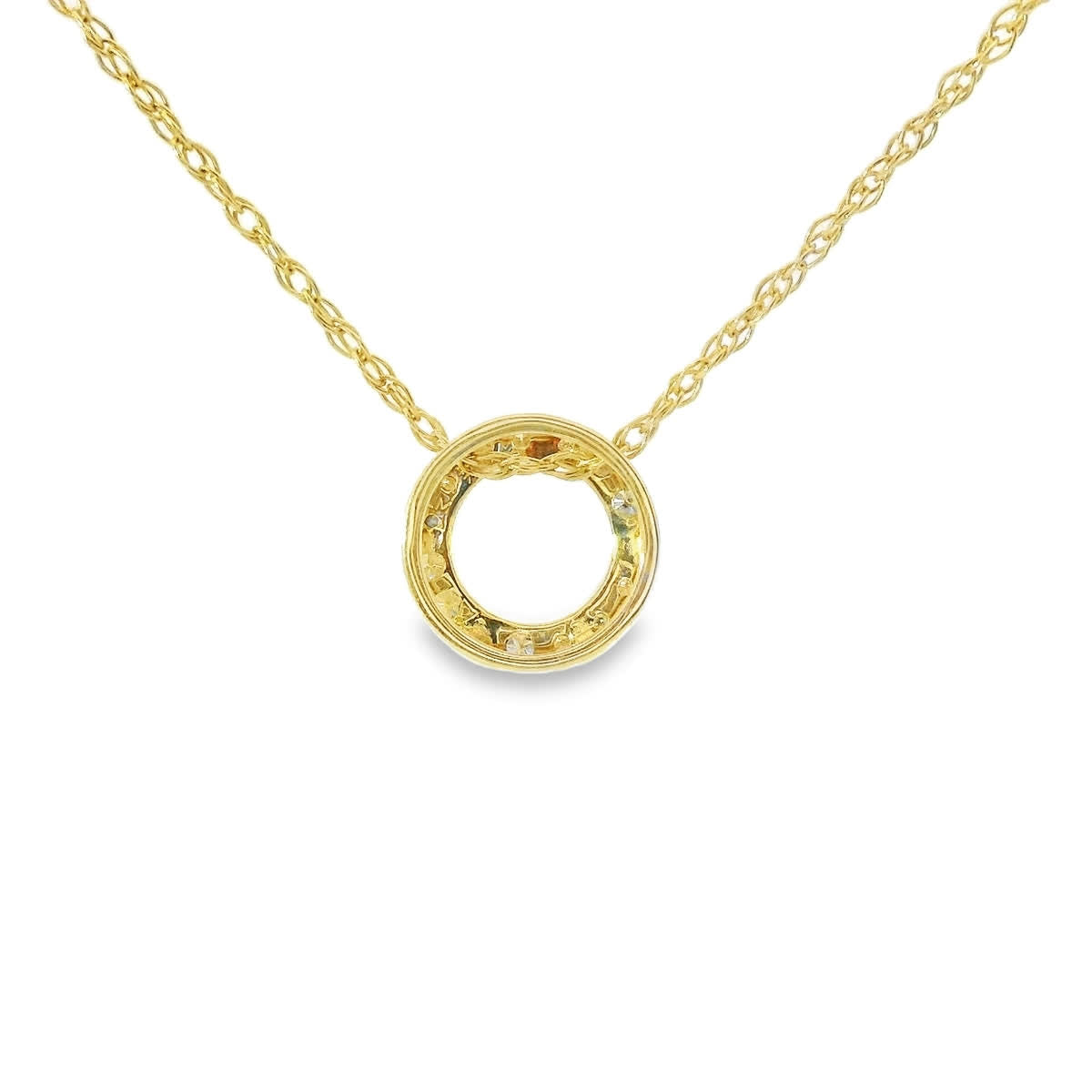 14K Yellow Gold Diamond Circle Pendant 0.15 Carat